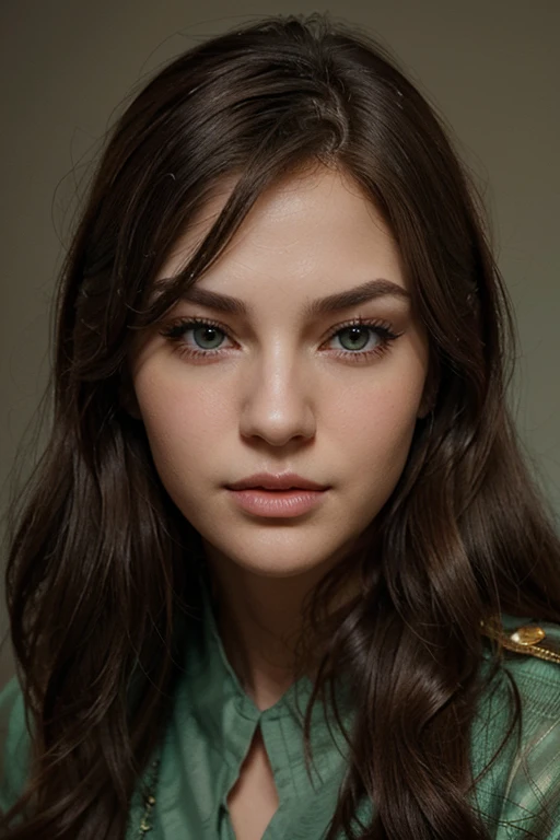 Character creation: Russian beauty Appearance characteristics:
facial features: Soft contours, expressive eyes with long eyelashes, gently curved nose, Full lips.
figure: Slender and graceful with proportional forms and graceful posture.
hair color: dark hair, can be smooth or have a slightly wavy texture.
eyecolor: light green eyes, giving it a special charm.
Note: Please, create a virtual character, matching this description. Try to convey his features as realistically and attractively as possible..