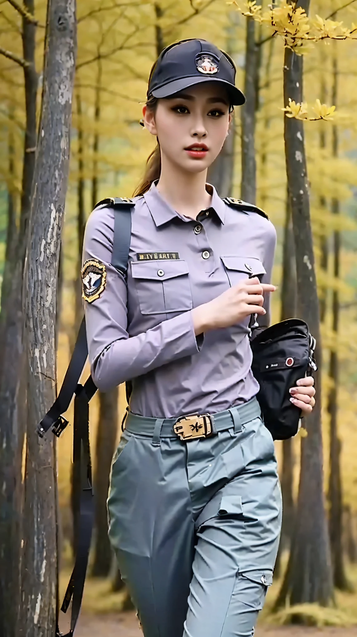 Fashion model 25 years old [[[[close up]]]], [[[[neck]]]], [[[[Shoulder]]]], Perfect eyes, Perfect iris，Perfect lips，Perfect Teeth，Perfect skin，White skin，Soft headlight，High-density imaging review，（Face is clear and delicate），((Tight military uniform))，best quality，masterpiece，（Soft colors：1.2）