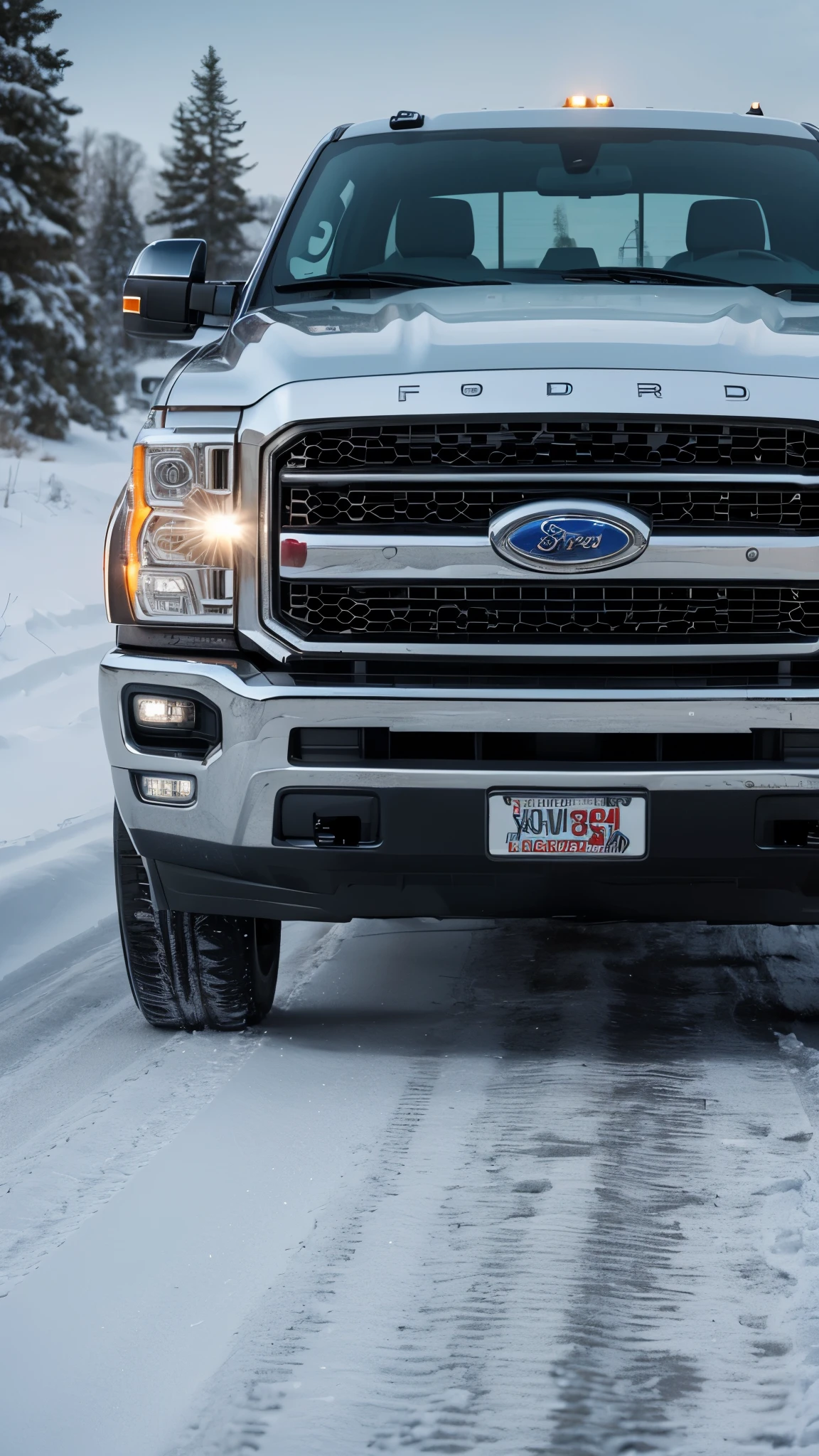 arafed Ford F550 Chrome colored truck with lights on driving on a snowy road, cinematic front shot, front profile shot, front lit, vehicle photography, ultra wide-shot, detailed wide shot, medium wide front shot, extremely detailed frontal angle, vehicle concept photo!!, low angle wide shot, a wide full shot, wide body, front shot, truck, extreme low angle, front perspective, perspective
arafed Ford F550 Metallic Silver truck with lights on driving on a snowy road, a digital rendering by Stephen Greene, featured on zbrush central, photorealism, cinematic front shot, front profile shot, front lit, vehicle photography, ultra wide-shot, detailed wide shot, medium wide front shot, extremely detailed frontal angle, vehicle concept photo!!, low angle wide shot