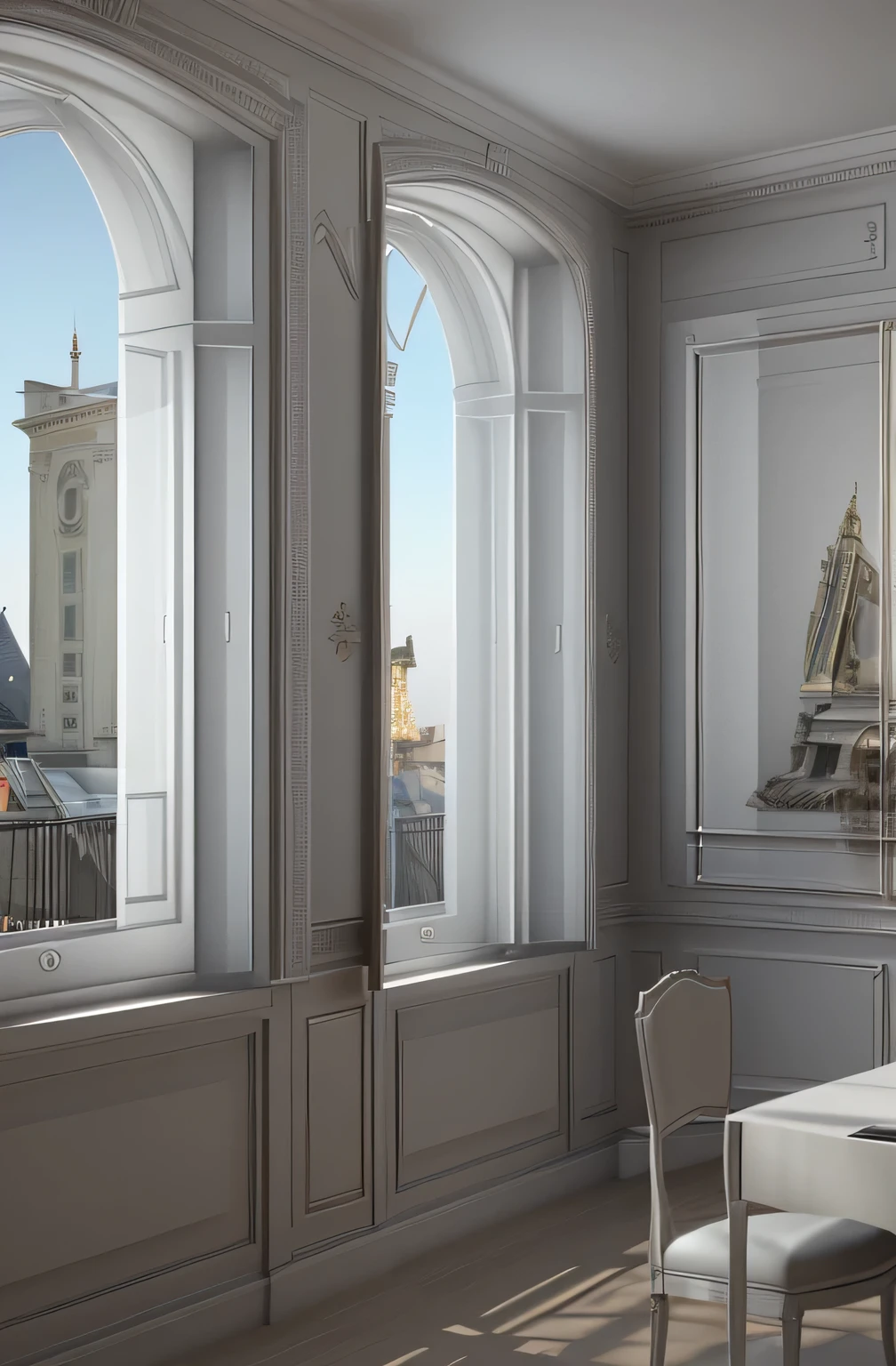 Professional 3d architecture rendering design of modern and French design for windows 
