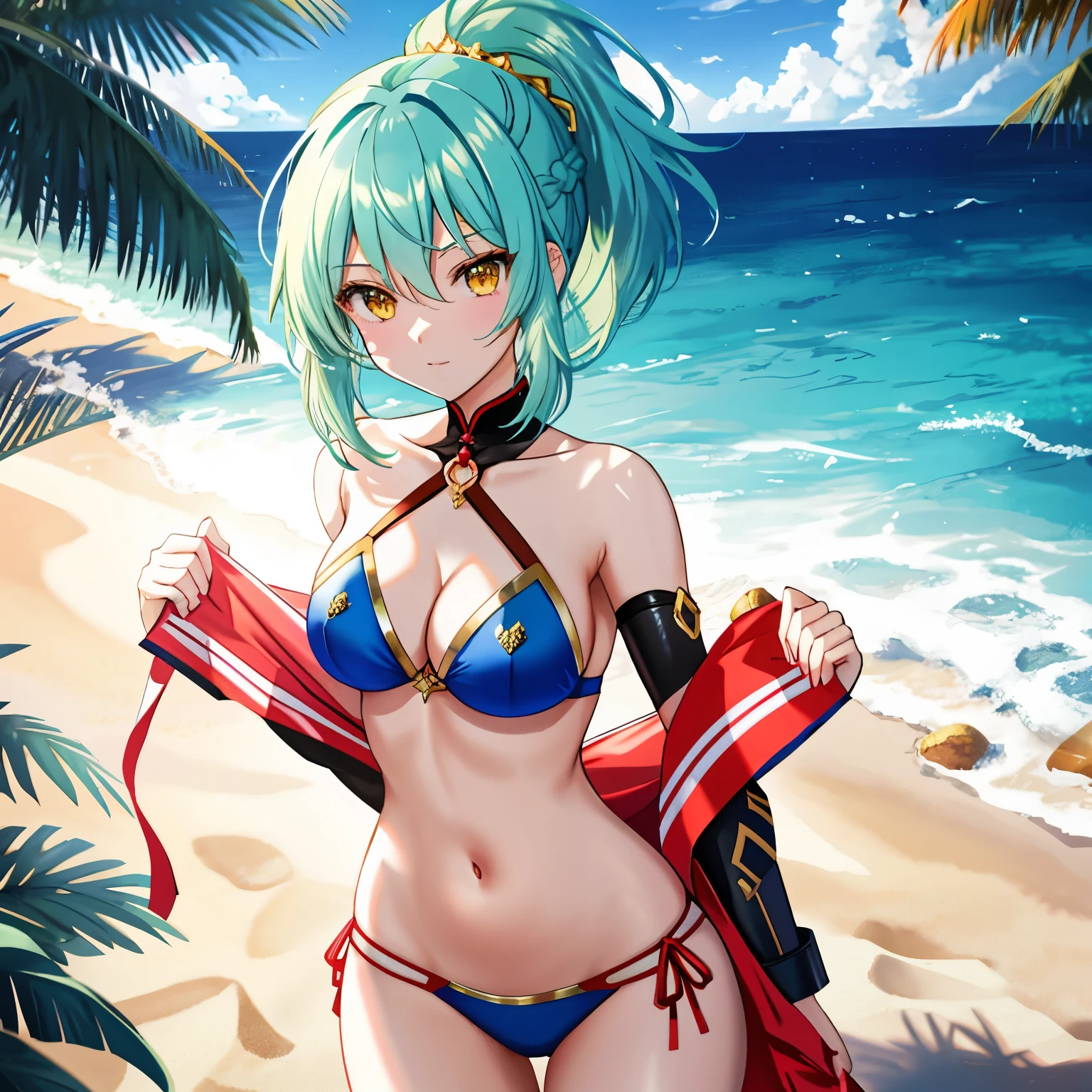 ## Style
- Versatile: White Anime Barbie, Biomechanical, Anime Moe Art Style, Dress, Desktop Background
- Specialized type: "Fate/Stay Night", "Fate/Grand Order", Kushard Krenz's key art, feminine style
BRAKE
## image quality
- Universal: golden ratio 1.2, drawing board 1.3
- Specialized: absurdres, highest quality, photo-realistic, hyper-realistic, ultra-detailed illustrations
BRAKE
## Quality
- Versatile: Ultra quality
- Specialized: Ultra quality and detailed art
BRAKE
## Resolution
- Versatile: 8K, Ultra High Resolution: 1.2
- Specialized: High resolution (HD, 4K, 8K, 16K), 24-bit, 48-bit color bit depth
BRAKE
## Hairstyle and color
- Judging by themes and prompts: Choose one main style from 5 styles (long hair, ponytail, twintails, bob cut, long braid) and combine all the remaining 4 hairstyles to create an original hairstyle. You can choose the main hair color from gold, blue, or green, and add the remaining two colors as a gradation color.
BRAKE
## Color
- Green, blue and gold: added to the key elements of the theme
- Light blue, yellow, silver, crimson: added to non-essential elements of the theme
BRAKE
## Body type and skin color
- Glossy, smooth, stylish body, smooth, perfect female body, armpits, breasts, collarbones, breasts, dimples in the skin, thighs, moist width, 160 cm, glamorous, feminine curves, healthy A well-balanced body shape, long limbs, a slender waist, ample breasts, and a swollen buttocks, a bright and friendly appearance, and a natural and healthy impression are all important.
BRAKE
## Costume
- Outfits that match the theme: Rei embodies the essence of her summer, a symphony of warmth and vibrancy. She wears a red bikini that reflects the passionate shade of the sun, highlighting her tanned skin.
BRAKE
## Background
- An endless stretch of sand, cool grains of sand, majestic palm trees leaning protectively, casting speckled shadows on Rei's tanned skin. The ocean is a mesmerizing blend of blue and yellow-green gradients, inviting you to d