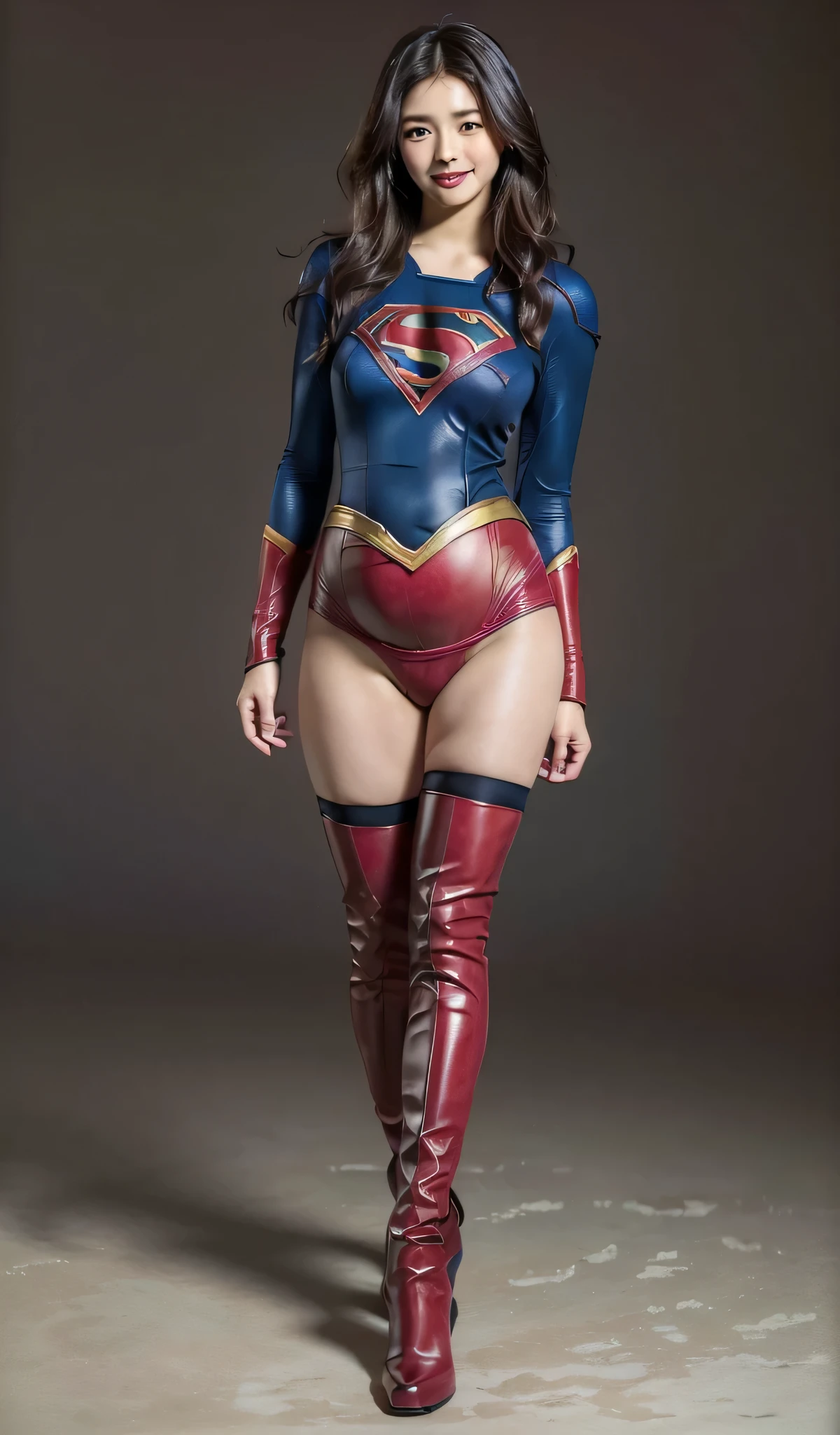 suffering、mouth is always open sloppily、I always have drool dripping from my mouth、Asian beautiful girl、(((Beautiful legs in black tights.)))、(((Beautiful feet)))、(((Smiling expression)))、((((Make the most of your original images)))、(((Supergirl Costume)))、(((Short Bob、Beautiful Hair)))、(((suffering)))、(((Be sure to wear black tights)))、(((You must wear red boots)))、((Best image quality、8k))、((highest quality、8k、masterpiece:1.3))、(((Keep your background simple)))、Sharp focus:1.2、Beautiful woman with perfect figure:1.4、Slim Abs:1.2、Wet body:1.5、Highly detailed face and skin texture、8k、Beautiful feet、Pregnant women、Salmon pink hair、