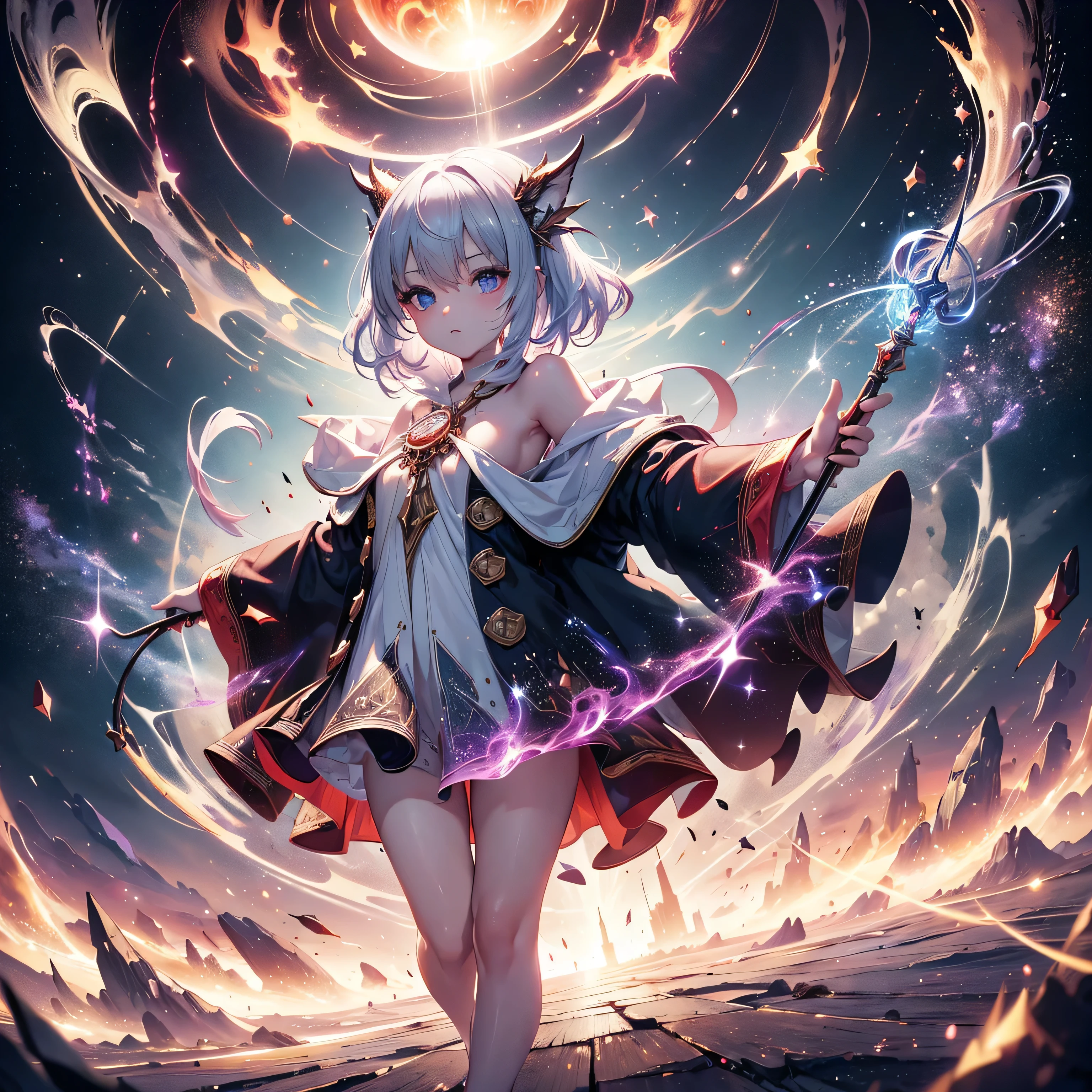 (Imagem conceitual do personagem:1.3), uma mulher madura com longos cabelos pretos e uma roupa branca, (em um lugar rochoso no deserto:1.2), (standing on an illuminated magic circle drawn on the floor:1.2, under the starry sky:1.3, sentado ao estilo indiano:0.0, Posando de ioga:0.0, com pernas abertas e joelho levantado:0.0, com pernas cruzadas:1.5, crack and open your arms:1.3, in Arabic ancient ruins:1.3), (Holding the bible:1.2), Arabic, (Post-apocalyptic:0.2), dos arknights, obras de arte no estilo de guweiz, corpoesbiano, detalhes finos. linha de frente das s, cute anime illustration, from linha de frente das menina Yang J, splendid, 28 anos de idade, (milf:1.3), (Sozinho:1.5), (sfw:1.25), (flacidez do peito, seios de fuga, grande , cintura fina, grande ass:1.2), Criado sexy, (dark mahogany medium short hair, Updo, cabelo sobre um olho, asymmetrical hair, Cabelo Carly, low tied braids),(muslim, White scarves, faixas de cabelo, head today, Turban), (ultra high resolution, Foto RAW 8k, foto realista, contorno fino:1.3, foco claro), melhor qualidade, cinematic lighting, textile shading, fundo desfocado, Profundidade de campo, bokeh, (pupilas brilhantes, lindos olhos bem detalhados com destaque:1.3, rosto altamente detalhado), red lip, belas skins realistas:1.1, olhando para os espectadores:1.3, (dynamic angle:1.3, vista frontal:1.1, foco apertado:1.3, De baixo:1.2), (dynamic pose:1.5, Posando Sexy:1.2, inclinando-se para frente), ((abra sua boca:1.3)), (Sorriso Sedutor:1.2), Imagem centralizada, (vestindo jaqueta longa branca e roupas, vestindo vestes brancas:1.3, ((peito nu:1.37)), enfeites de platina, enrolando roupas brancas na cintura, botas longas de couro marrom escuro:1.3, translucent lace pantyhose), (((anatomia correta:1.5, anatomia perfeita:1.37))), ((ar livre:1.2, em uma noite:1.3)), grandes seios.