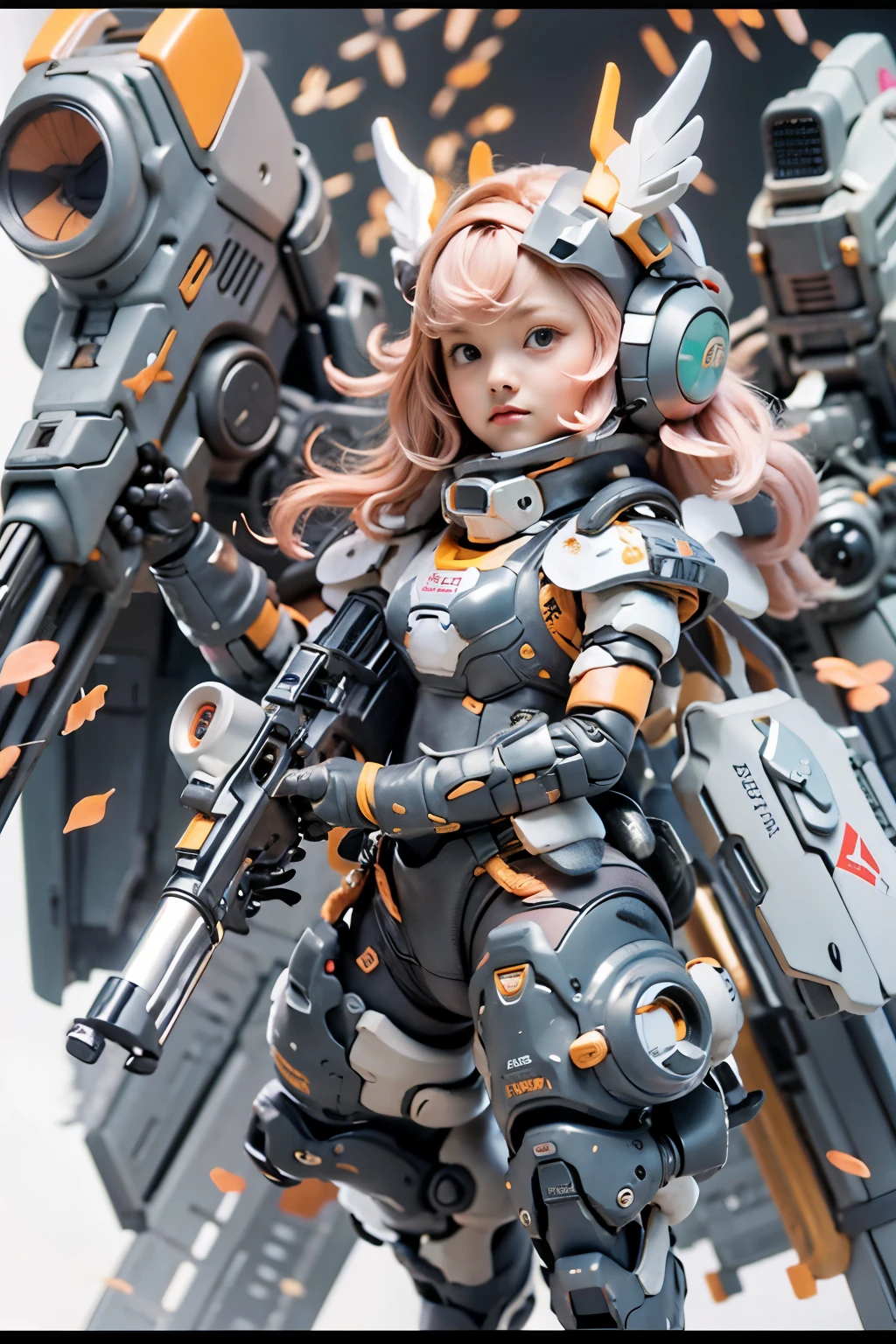 BJ_cute_Mecha,One boy,一人in,Looking_in_Audience,green_eye,Holding,Are standing,full_body,arms,pink_hair,wing,Little,Holding_arms,armor,gun,Hello,blush_Stickers,Helmet,Holding_gun,force_armor,
Professional lighting,Strong contrast,High level of detail,highest quality,masterpiece,White Background,Extremely realistic metal texture、Ceramic Coating