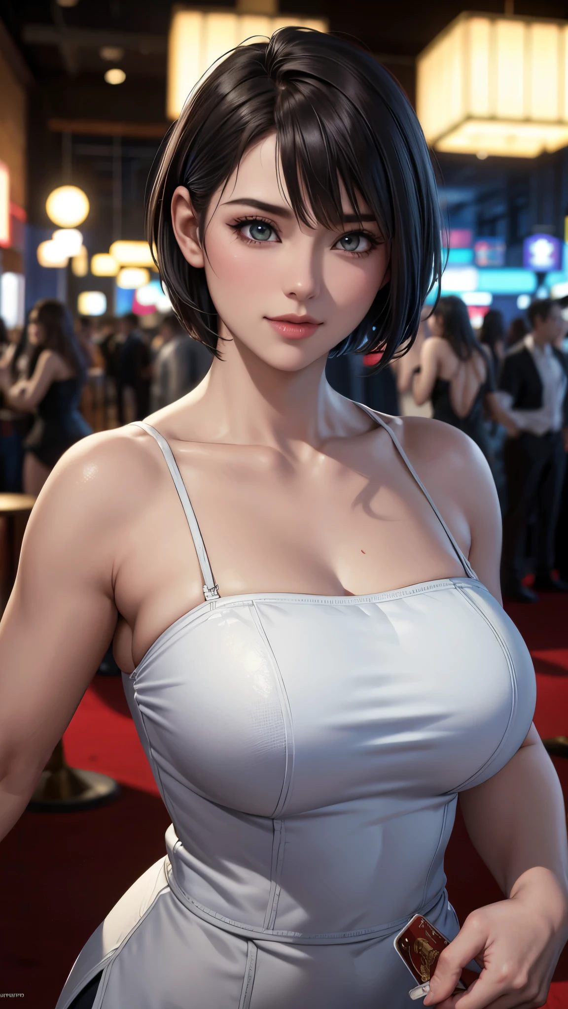 (best quality, 4k, 8k, highres, masterpiece:1.2), ultra-detailed, (realistic, photorealistic, photo-realistic:1.37), HDR, UHD, studio lighting, ultra-fine painting, sharp focus, physically-based rendering, extreme detail description, professional, vivid colors, bokeh, portrait, 1 girl, ((catseye)), ((very short hair)), (magician),(casino)