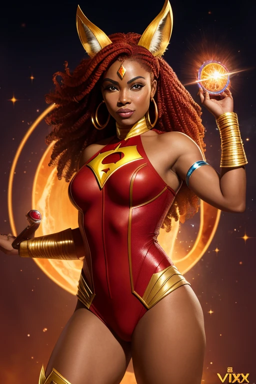 Vixen, the bold and enigmatic female superhero from Africa, is none other than Mari Jiwe McCabe. Wielding the extraordinary powers bestowed upon her by the ancient African god Anansi, she holds the Tantu Totem - a magical artifact capable of imbuing her with the abilities of the animal kingdom. By tapping into the morphogenetic field, affectionately known as "The Red," she can seamlessly morph and embody the characteristics of various animals, granting her an astonishing array of powers and agility. Her mesmerizing appearance showcases a mix of African heritage and superhuman grace.

--s3

Vixen, DC Comics'