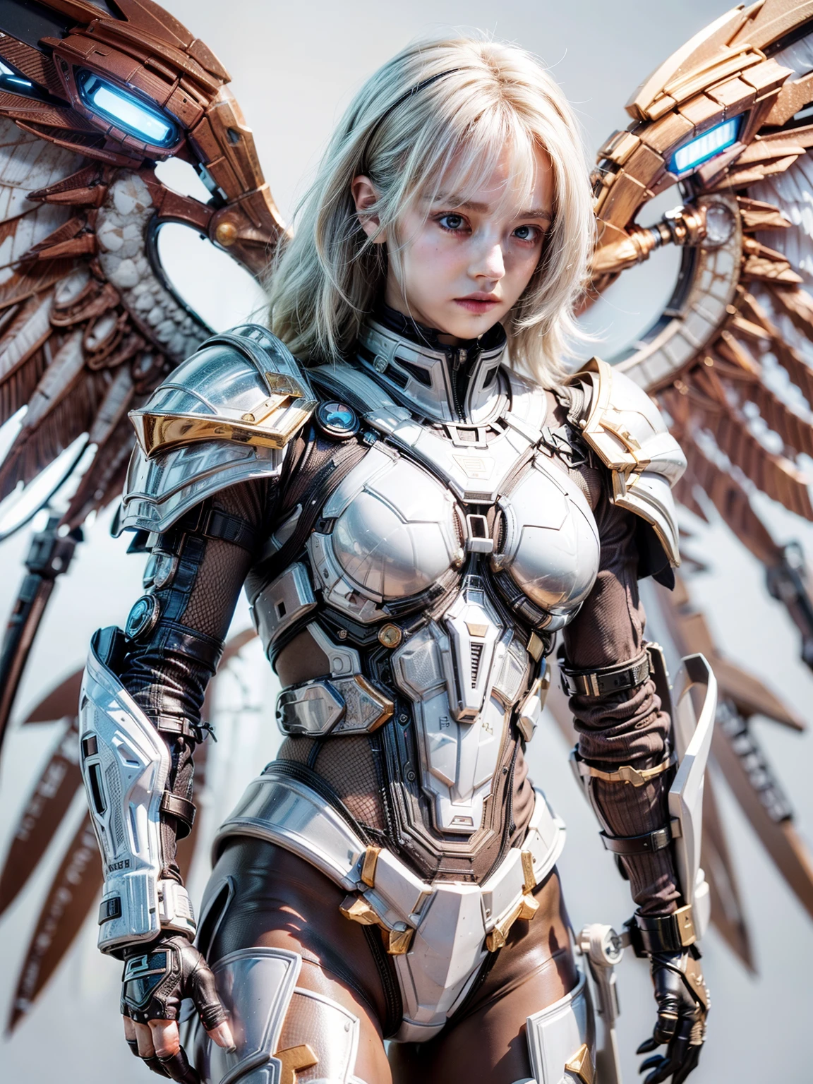 (Blind Box Toy Style:1.2), (Full Body Shot) , 1 Machine Angel ,Anatomically correct，Wing Rack Transparent Armor made of white clear plastic, Food:1.2, alone，(Circular base:1.2）， Cyberpunk Style, Dreamy sparkle, clean, Brown undertones, combat damage style:1.2,White transparent style ( clean background，Global Illumination, Ray Tracing, High resolution, Unreal Rendering,Streamlined Design, High detail, masterpiece, highest quality, Hyper HD, Cinema Lighting)