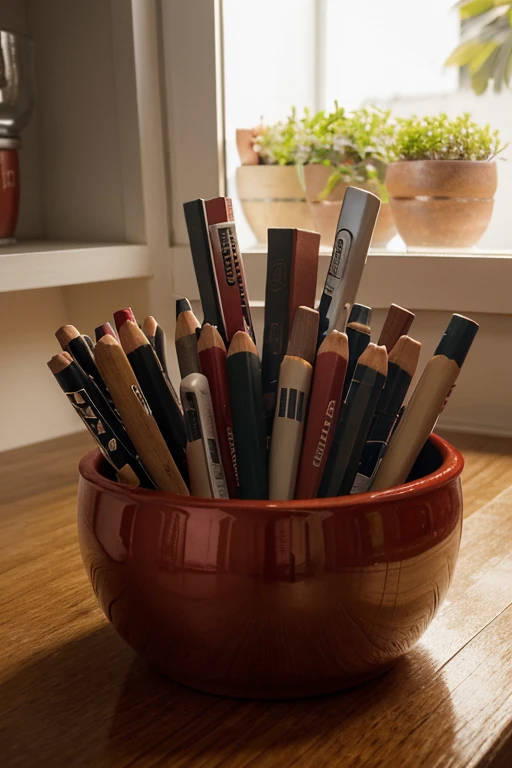 A little to the left of the window and slightly angled, uma mesa comprida em estilo loreno estaria coberta por uma grande pasta vermelha. Uns copinhos de madeira, tinteiros compridos, jars of all kinds would contain pencils, clipes, grampos, colchetes. Um tijolo de vidro serviria de cinzeiro. Uma caixa redonda, de couro preto, decorada com finos arabescos de ouro, estaria cheia de cigarros.