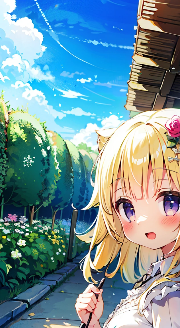 ((highest quality,masterpiece,))anime girl,cute face,style,flower garden,countryside,garden,１girl girl,