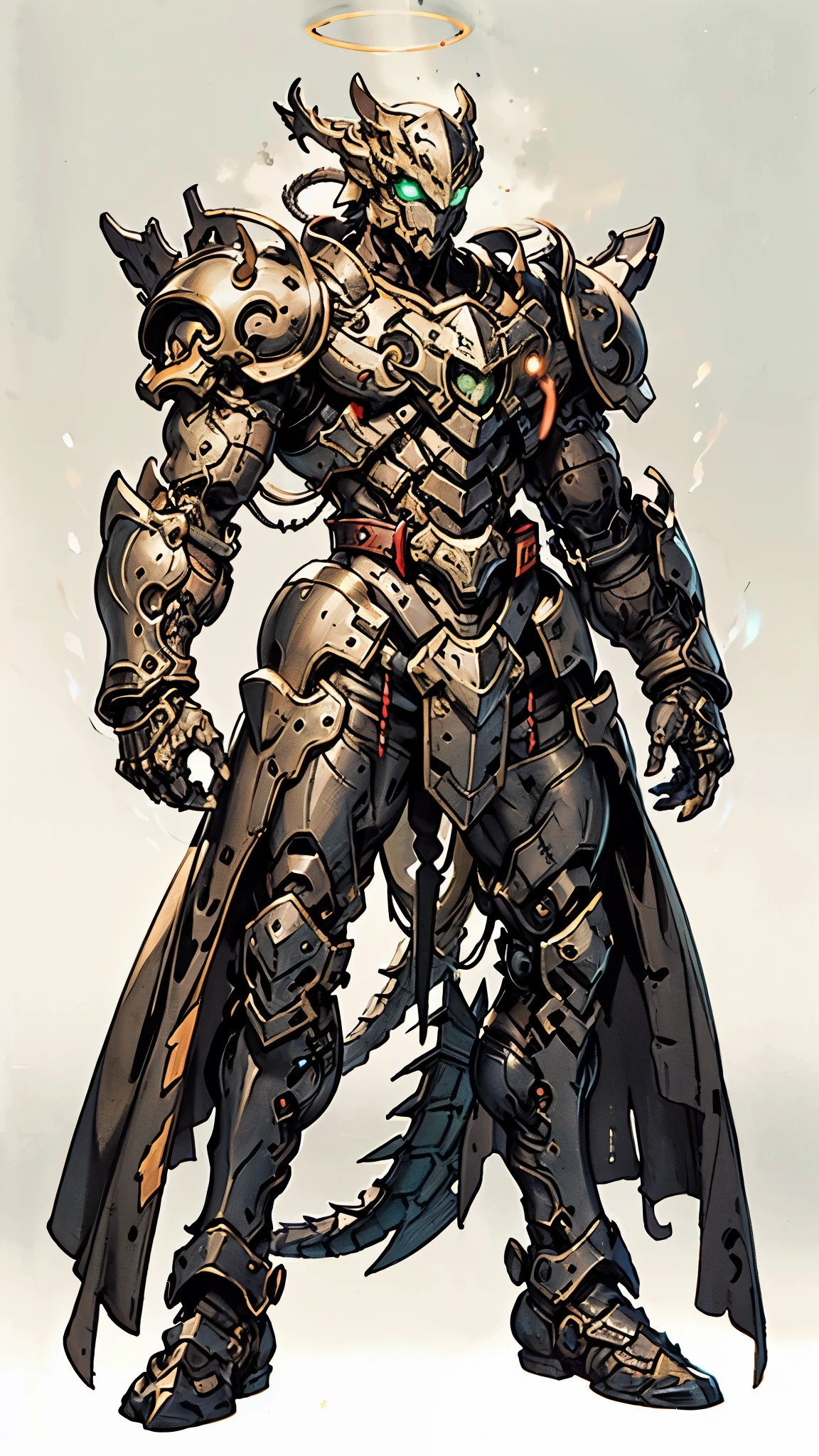 A man wearing a full-face helmet, a fantasy-style biotech armored combat suit, green eyes, (a composite layered chest armor), fully enclosed shoulder guards, matching arm and leg guards, the belt is adorned with dragon claw grasping orbs, (the color scheme is primarily black with red accents), the design balances heavy with agility, a high-tech bio-mecha armor, (dragons concept Armor, stand on the top of a skyscraper in a futuristic sci-fi city), this character embodies a finely crafted fantasy-surreal style armored hero in anime style, exquisite and mature manga art style, (element, plasma, energy, the armor glows), ((male:1.5)), metallic, real texture material, dramatic, high definition, best quality, highres, ultra-detailed, ultra-fine painting, extremely delicate, professional, perfect body proportions, golden ratio, anatomically correct, symmetrical face, extremely detailed eyes and face, high quality eyes, creativity, RAW photo, UHD, 32k, Natural light, cinematic lighting, masterpiece-anatomy-perfect, masterpiece:1.5