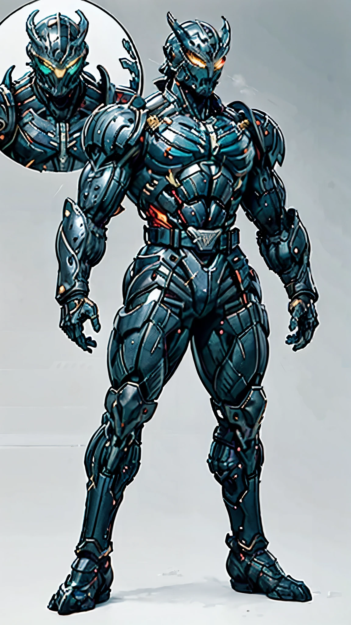 A man wearing a full-face helmet, a fantasy-style biotech armored combat suit, green eyes, (a composite layered chest armor), fully enclosed shoulder guards, matching arm and leg guards, the belt is adorned with dragon claw grasping orbs, (the color scheme is primarily black with red accents), the design balances heavy with agility, a high-tech bio-mecha armor, (dragons concept Armor, stand on the top of a skyscraper in a futuristic sci-fi city), this character embodies a finely crafted fantasy-surreal style armored hero in anime style, exquisite and mature manga art style, (element, plasma, energy, the armor glows), ((male:1.5)), metallic, real texture material, dramatic, high definition, best quality, highres, ultra-detailed, ultra-fine painting, extremely delicate, professional, perfect body proportions, golden ratio, anatomically correct, symmetrical face, extremely detailed eyes and face, high quality eyes, creativity, RAW photo, UHD, 32k, Natural light, cinematic lighting, masterpiece-anatomy-perfect, masterpiece:1.5