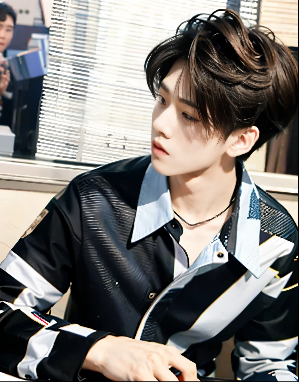 K-pop singer Kim Tae has revealed his potential role in his new album, Black Veil, released on August 8,((wearing stripe shirt)), perfect