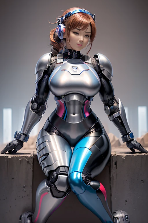 female robocop solo、Armor that completely covers the whole body、very large armor、Helmet to hide your eyes、Rainbow Armor、Armor that completely covers the chest、Slender and long legs、Vibrant Posel Body View