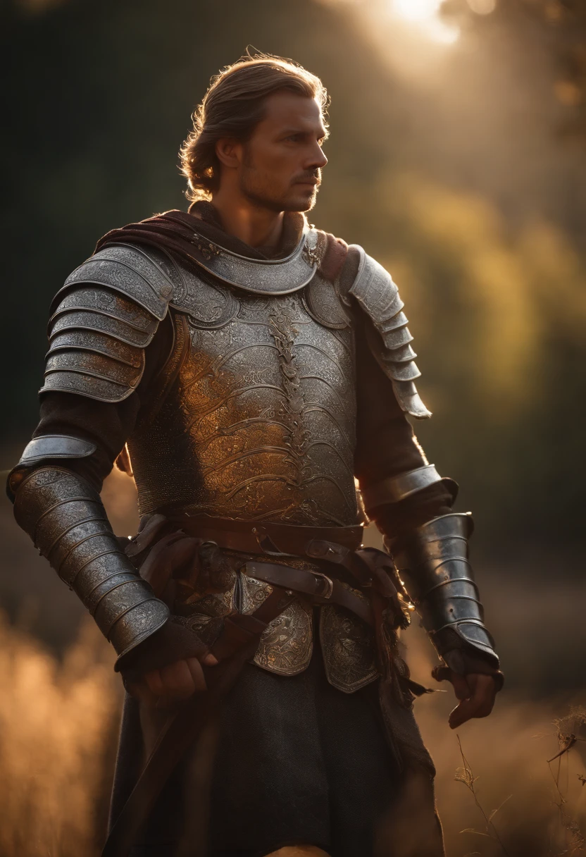 (masterpiece), (extremely intricate:1.3), (realistic), portrait of a man, the most beautiful in the world, (medieval armor), metal reflections, upper body, outdoors, intense sunlight, far away castle, professional photograph of a stunning man detailed, sharp focus, dramatic, award winning, cinematic lighting, octane render unreal engine, volumetrics dtx, (film grain, blurry background, blurry foreground, bokeh, depth of field, sunset, motion blur:1.3), chainmail