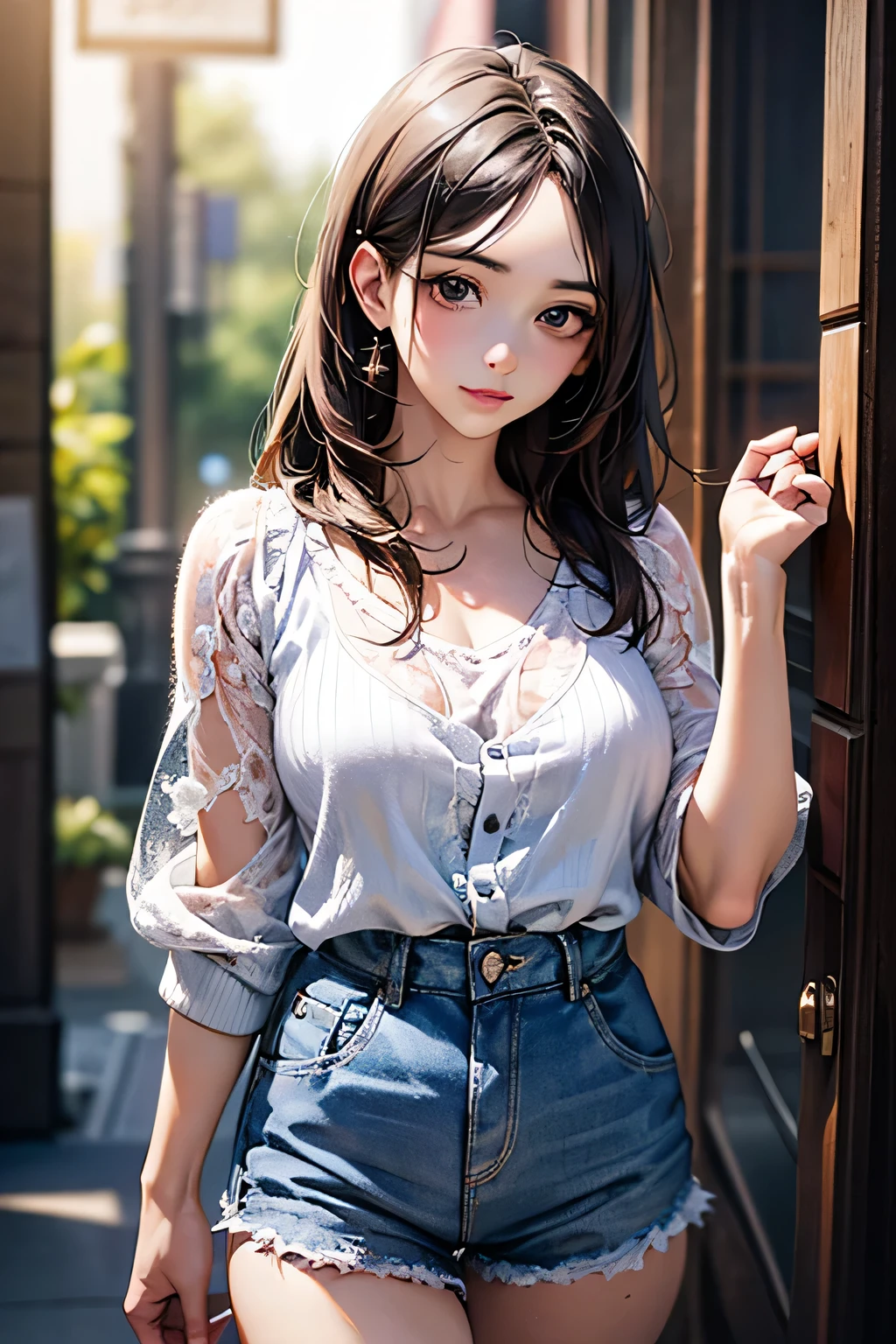 (highest quality、8k、32k、masterpiece)、(Realistic)、(Realistic:1.2)、(High resolution)、Very detailed、Very beautiful face and eyes、1 girl、Delicate body、big breasts, (highest quality、Attention to detail、Rich skin detail)、(highest quality、8k)、Very detailed、(Realistic、Realistic:1.37)、Bright colors、Full Body Shot, (Casual Fashion)