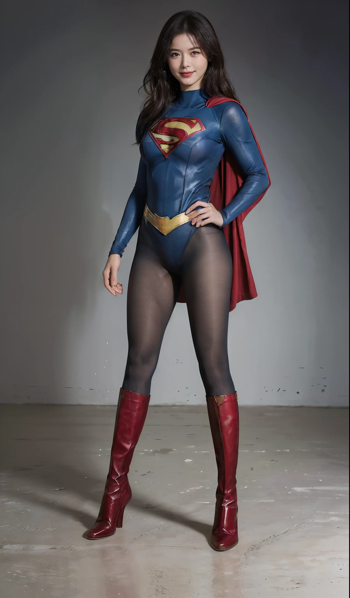 No background、(((Beautiful legs in black tights.)))、(((Legally express the beauty of your smile)))、((((Make the most of your original images)))、(((Supergirl Costume)))、(((ボディにフィットしたSupergirl Costume)))、(((Short beautiful hair)))、(((Smiles and winks)))、(((Please wear black tights....、Wear red boots)))、((Best image quality、8k))、((highest quality、8k、masterpiece:1.3))、(((Preserve background )))、Sharp focus:1.2、Beautiful woman with perfect figure:1.4、Slim Abs:1.2、Wet body:1.5、Highly detailed face and skin texture、8k