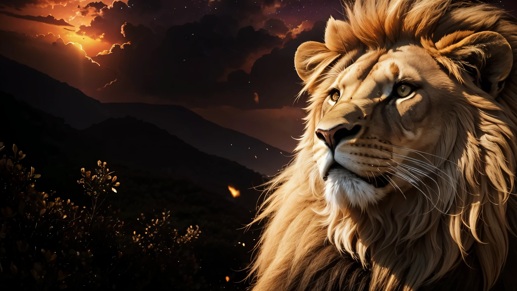 lion, Divine lion, naturais, Natureza, Natureza, Linda, Rendering, Sky, Stars Light, Thunders, Realistic Thunders, Eletricidade, Fotorrealista, UltraHigh definition, 4K, texturasdetalhadas, thunder, sombras detalhadas, cores detalhadas, por do sol, sol se pondo, sunset, Natureza Linda, Grande Divino, por do sol, contraste detalhado, Contraste realista, high resolution, cores detalhadas, fogo, eletricidade, divina criatura, 8k, Realista detalhado, 16K, 8k, High definition, contraste detalhado, Contraste realista, high resolution, cores detalhadas, fogo, eletricidade, divina criatura, 8k, Realista detalhado, elegante, Sun Light, Darkness, Realistic 16K , Elegante, Texturasdetalhadas 16K HD, Detailed Realistic 16K, elegance,