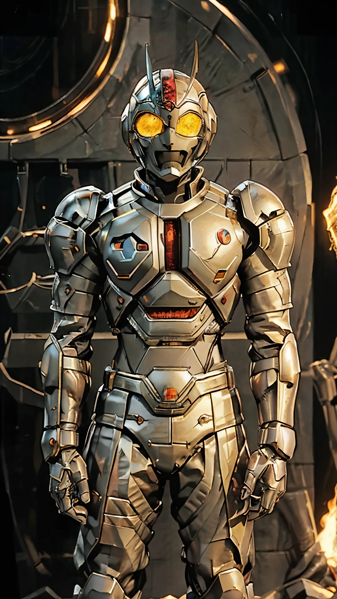 A man wearing a full-face helmet, a fantasy-style biotech armored combat suit, green eyes, (a composite layered chest armor), fully enclosed shoulder guards, matching arm and leg guards, the belt is adorned with dragon claw grasping orbs, (the color scheme is primarily black with red accents), the design balances heavy with agility, a high-tech bio-mecha armor, (Armor Concept Inspired by Dragons, stand on the top of a skyscraper in a futuristic sci-fi city), this character embodies a finely crafted fantasy-surreal style armored hero in anime style, exquisite and mature manga art style, (element, plasma, energy, the armor glows), ((male:1.5)), metallic, real texture material, dramatic, high definition, best quality, highres, ultra-detailed, ultra-fine painting, extremely delicate, professional, perfect body proportions, golden ratio, anatomically correct, symmetrical face, extremely detailed eyes and face, high quality eyes, creativity, RAW photo, UHD, 32k, Natural light, cinematic lighting, masterpiece-anatomy-perfect, masterpiece:1.5