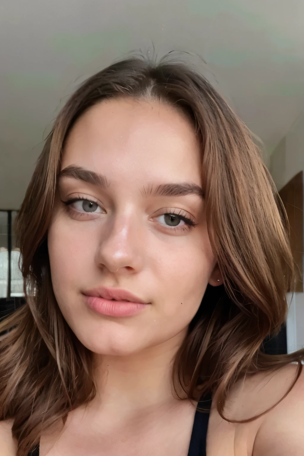Femme russe de 20 ans, cheveux longs brun , Photo en gros plan , portrait, ULTRA REALISTE