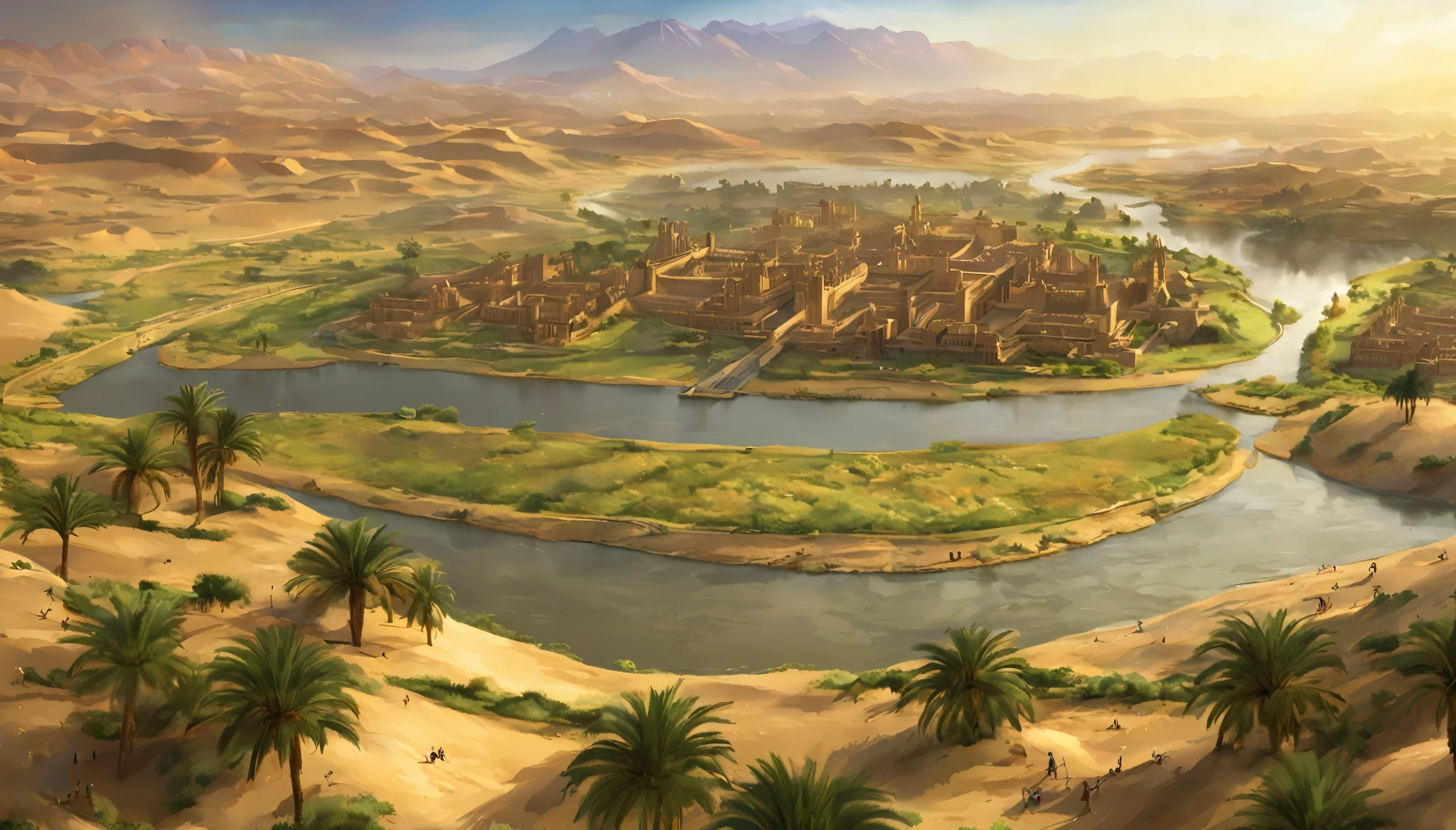 In the heart of ancient Egypt, among the vast expanses of desert sand, lies the pulsating center of Egyptian civilization: the Nile River Valley. This lush, fertile valley, embraced by the majestic river, is the epicenter of life, agriculture and prosperity in the ancient world.