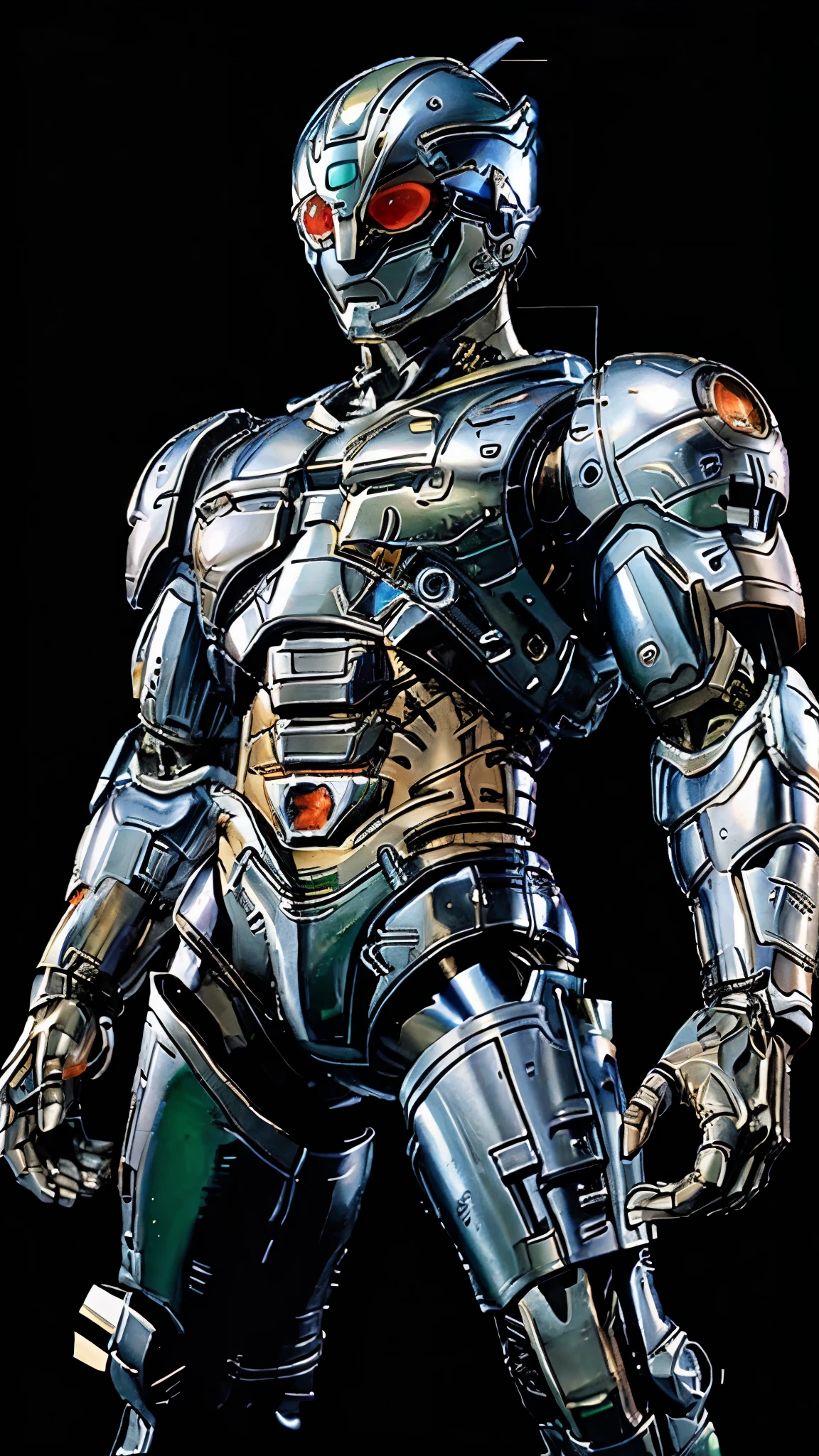 A man wearing a full-face helmet, a fantasy-style biotech armored combat suit, green eyes, (a composite layered chest armor), fully enclosed shoulder guards, matching arm and leg guards, the belt is adorned with dragon claw grasping orbs, (the color scheme is primarily black with red accents), the design balances heavy with agility, a high-tech bio-mecha armor, (Armor Concept Inspired by Dragons, stand on the top of a skyscraper in a futuristic sci-fi city), this character embodies a finely crafted fantasy-surreal style armored hero in anime style, exquisite and mature manga art style, (element, plasma, energy, the armor glows), ((male:1.5)), metallic, real texture material, dramatic, high definition, best quality, highres, ultra-detailed, ultra-fine painting, extremely delicate, professional, perfect body proportions, golden ratio, anatomically correct, symmetrical face, extremely detailed eyes and face, high quality eyes, creativity, RAW photo, UHD, 32k, Natural light, cinematic lighting, masterpiece-anatomy-perfect, masterpiece:1.5