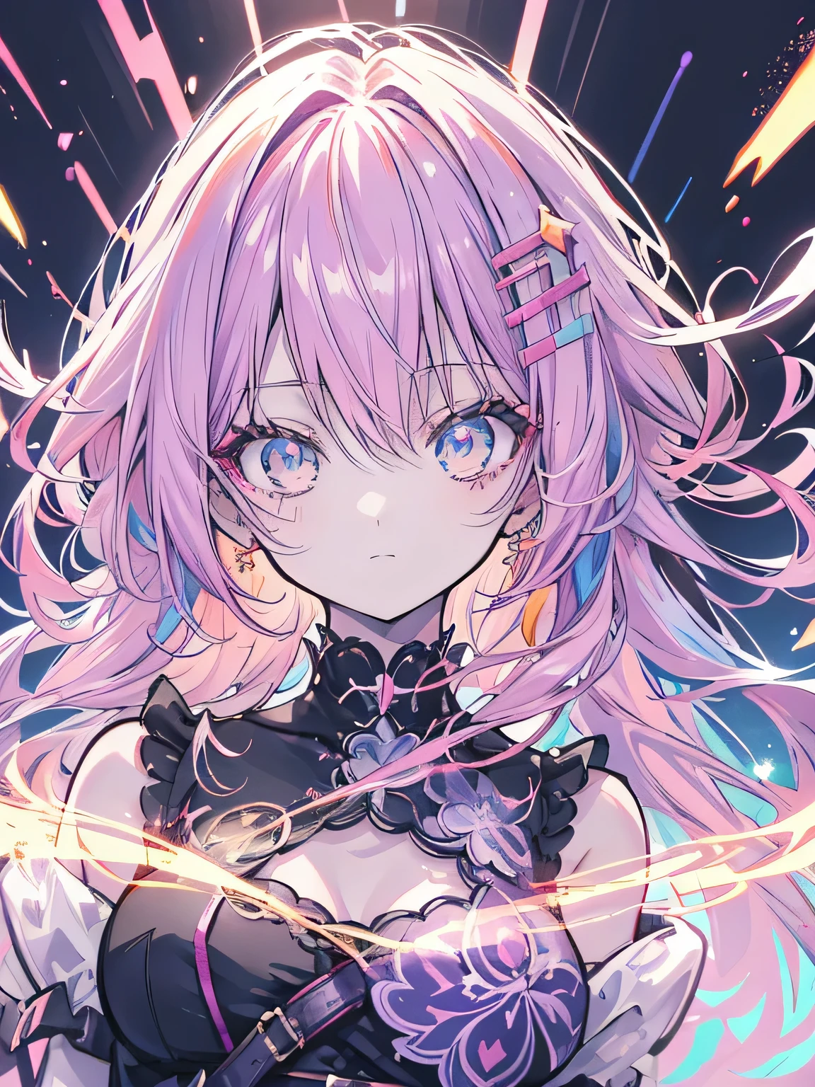  anime cabelo enrolado flouresente brilhante, cor roxo neon laranja neon