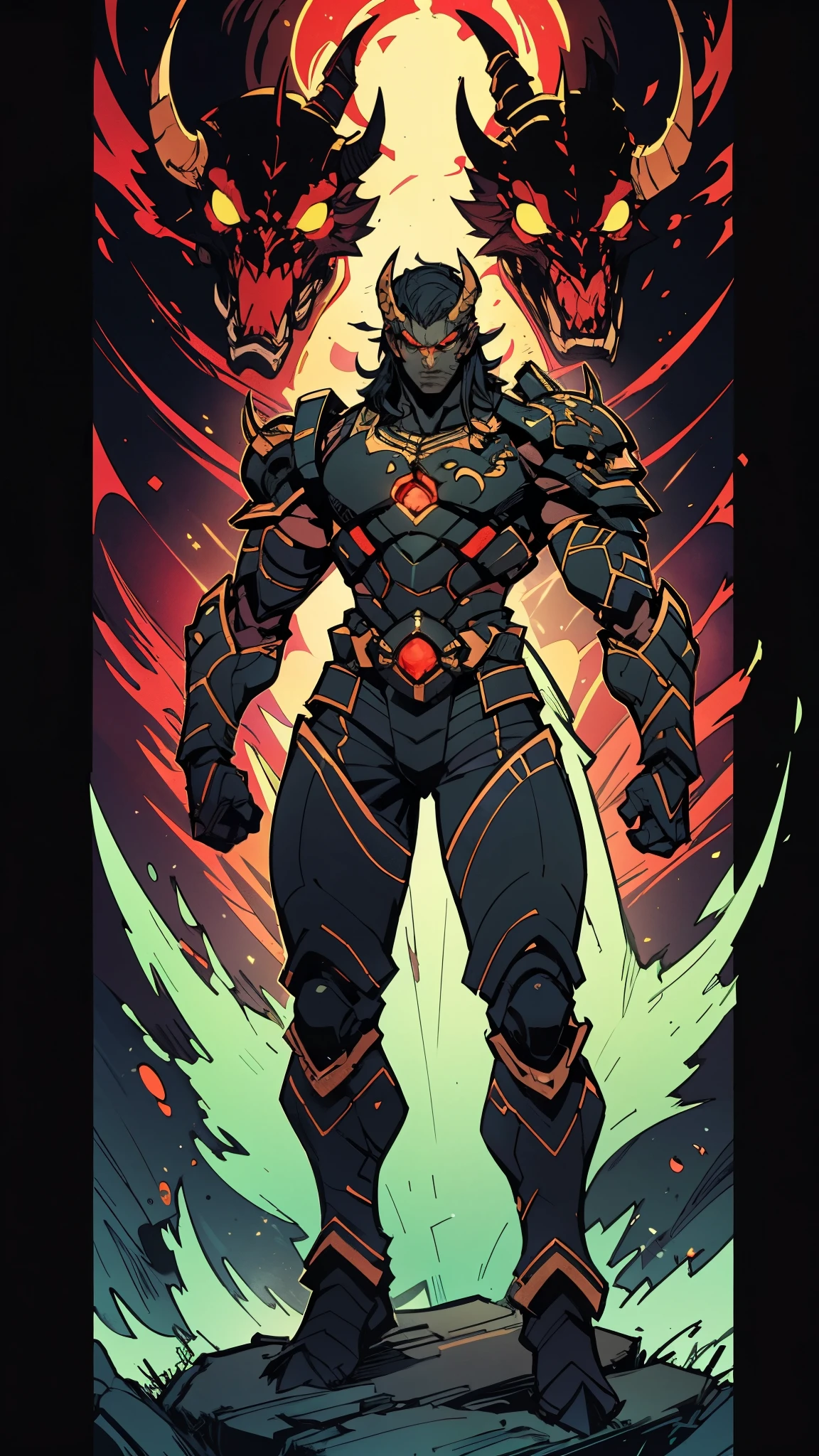 A man wearing a full-face helmet, a fantasy-style biotech armored combat suit, green eyes, (a composite layered chest armor), fully enclosed shoulder guards, matching arm and leg guards, the belt is adorned with dragon claw grasping orbs, (the color scheme is primarily black with red accents), the design balances heavy with agility, a high-tech bio-mecha armor, (Armor Concept Inspired by Dragons, stand on the top of a skyscraper in a futuristic sci-fi city), this character embodies a finely crafted fantasy-surreal style armored hero in anime style, exquisite and mature manga art style, (element, plasma, energy, the armor glows), ((male:1.5)), metallic, real texture material, dramatic, high definition, best quality, highres, ultra-detailed, ultra-fine painting, extremely delicate, professional, perfect body proportions, golden ratio, anatomically correct, symmetrical face, extremely detailed eyes and face, high quality eyes, creativity, RAW photo, UHD, 32k, Natural light, cinematic lighting, masterpiece-anatomy-perfect, masterpiece:1.5