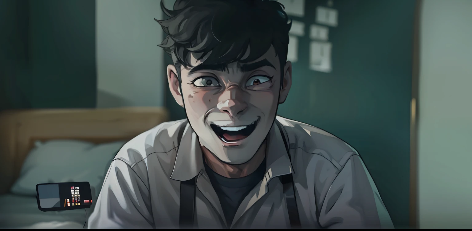 There is an 18 year old man who laughs nervously, he is afraid.