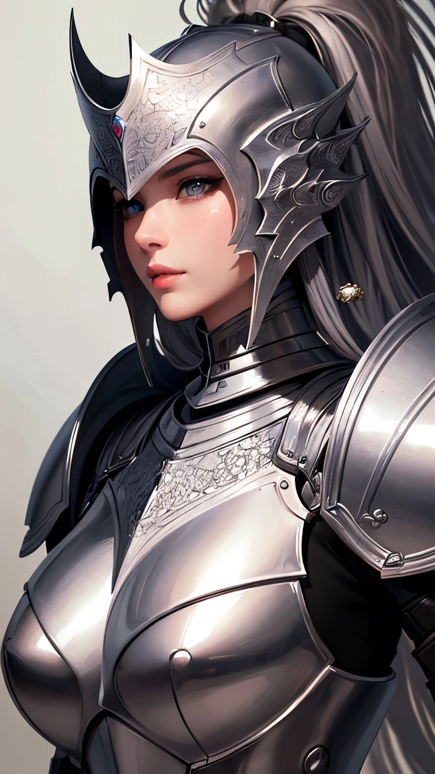 (highest quality,8k,masterpiece,Surreal),Female knight in armor,(Detailed eyes,Beautiful Eyes,Detailed skin,Detailed lips,Lip gloss),Sunburned skin,huge ,narrow,(Armor with great attention to detail,Precision Armor,Luxurious Armor),