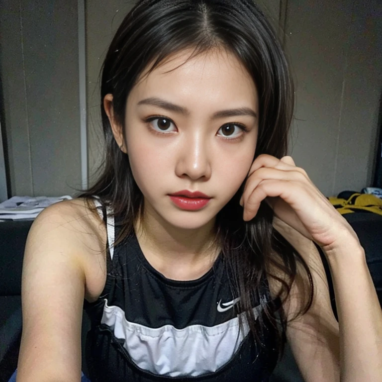 A young and extremely beautiful female marathon runner、Painful expression、Sweat、race