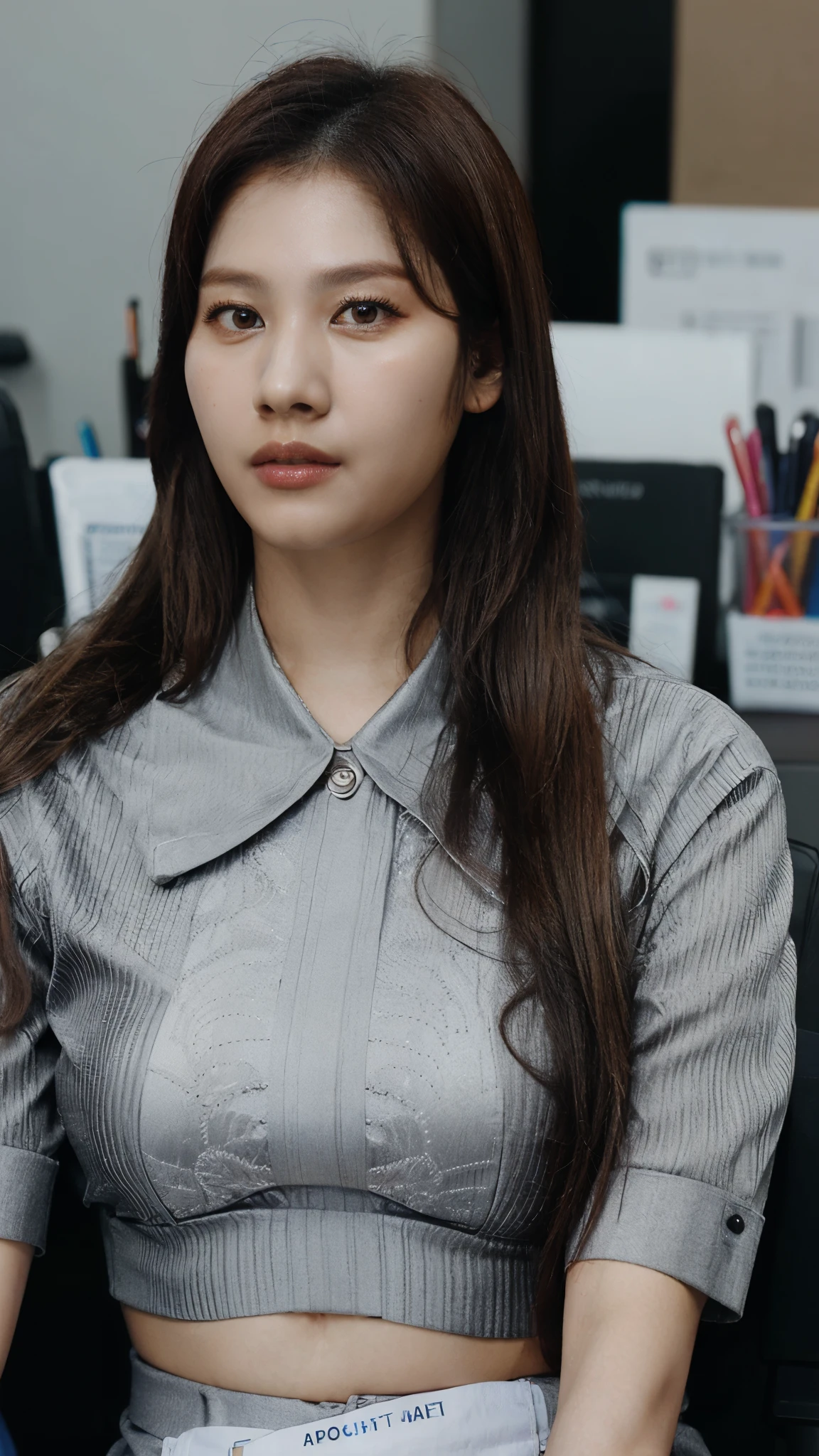 twsana, (realistic:1.5), (office worker:1.2), makeup, (portrait photo:1.2), (intricate:1.2), (looking at viewer:1.2) 