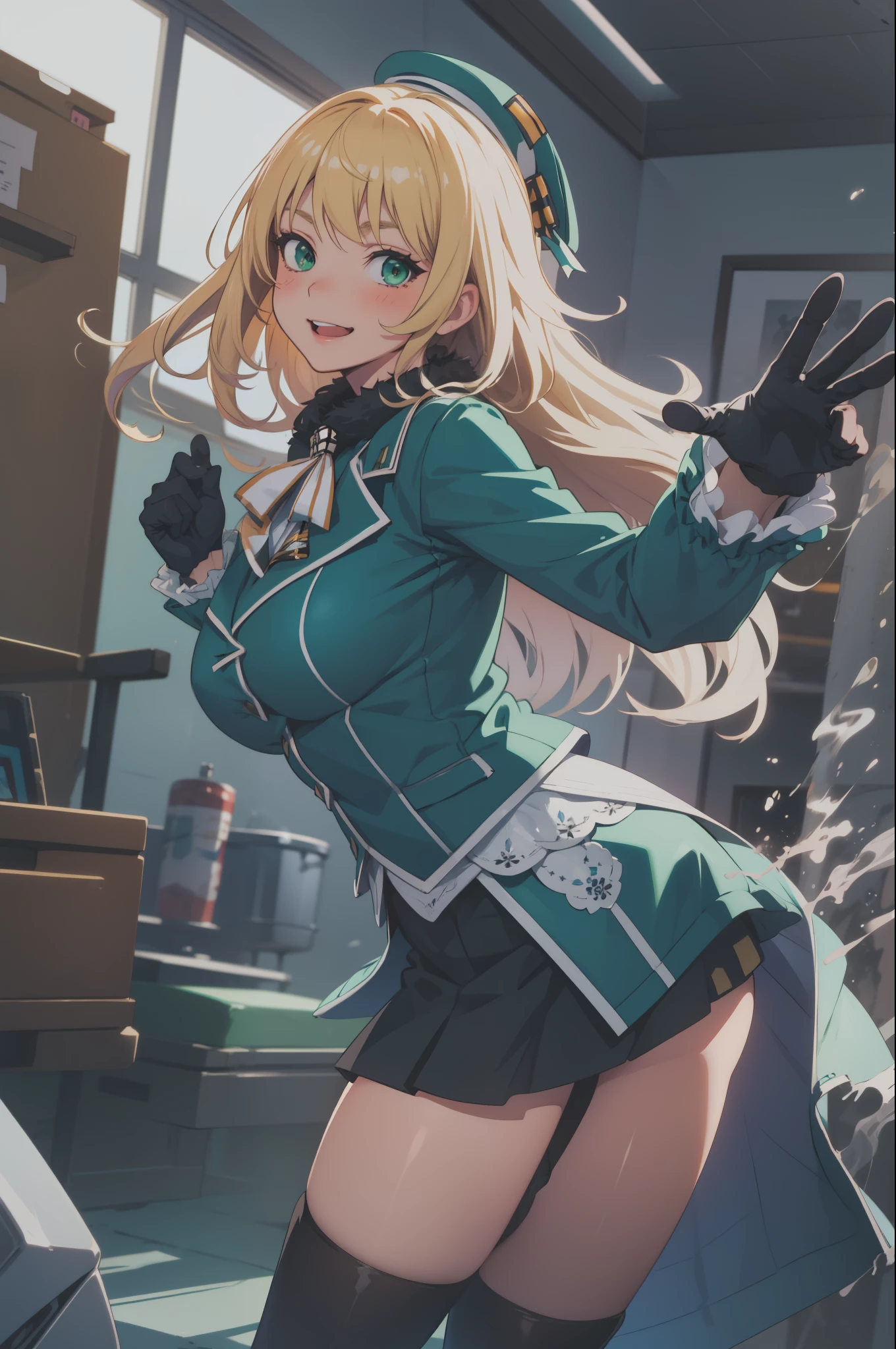 masterpiece, highest quality, High resolution, Kantai Collection, beret, Jacket, blue Jacket, Long sleeve, gloves, black gloves, skirt, Knee socks, Garter Straps, Cowboy Shot, room, smile, Mouth closed, In-person audience, throw, Leaning forward, Put your arms behind your back, 視聴者を見るbreak
AtagoKC, (Atago) green色ユニフォーム, (green)greenユニフォーム, (green) beret,(black) gloves, (black) pantyhose, (green) High heels, (green) skirt, (black) inner skirt,
break