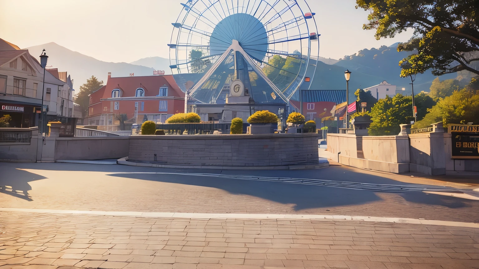 In front of the amusement park