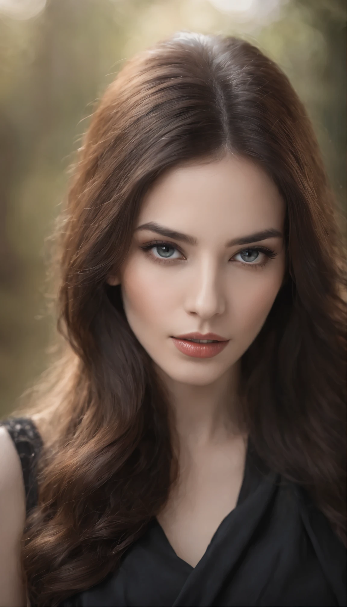 the face of a beautiful woman whose eyes are covered with a black silk cloth, her hair is loose partially covering her beautiful face, her mouth is slightly open and she is biting a bluish diamond, best quality image, hd