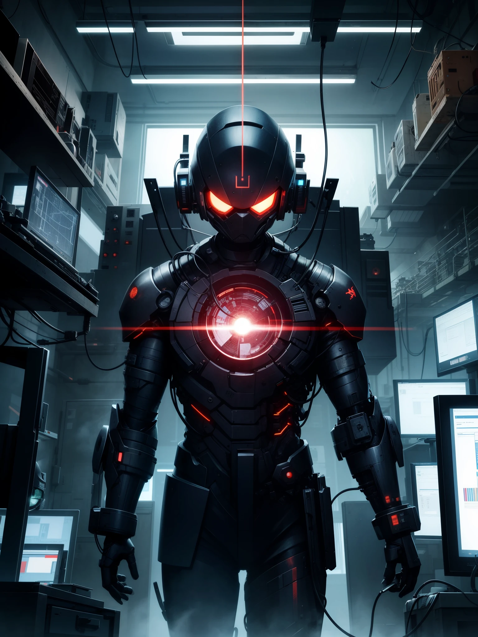 In a cyberpunk laboratory with the smell of rusty metal、There was a huge gun placed there that was taller than me.。The barrel of the gun、Thick and long enough to overwhelm the viewer、It emitted a cold light。On the desk、Huge bullets like miniature missiles lined up、You can see that each one is carefully crafted.。
In a corner of the room、A mechanized cyborg was working.。Cyborg's movements are mechanical and precise、There's a cold light in his eyes、It was as if he had no emotions.。One of the cyborg's arms is a catapult-like mechanism.、It was equipped with a device to release powerful energy.。sometimes、Sparks fly from his arms、Crackling on the metal floor。
In the center of this laboratory、A huge operation desk is installed、Countless monitors surrounded me.。The monitor shows complex blueprints and、A graph showing the flow of energy is displayed.、The engineers are analyzing the data with serious expressions on their faces.。The walls are covered with spider webs of high voltage cables.、A pale light flashed whenever energy ran over it.。
The whole laboratory、It exudes an otherworldly atmosphere, filled with unknown technology.、Cyborgs moving around in it、This place is not just a laboratory.、It was implied that this was a secret base for preparing for future wars.。The sound of machinery coming from nowhere、The sparks are constantly twinkling、This strange space gave off a sense of tension and excitement.。