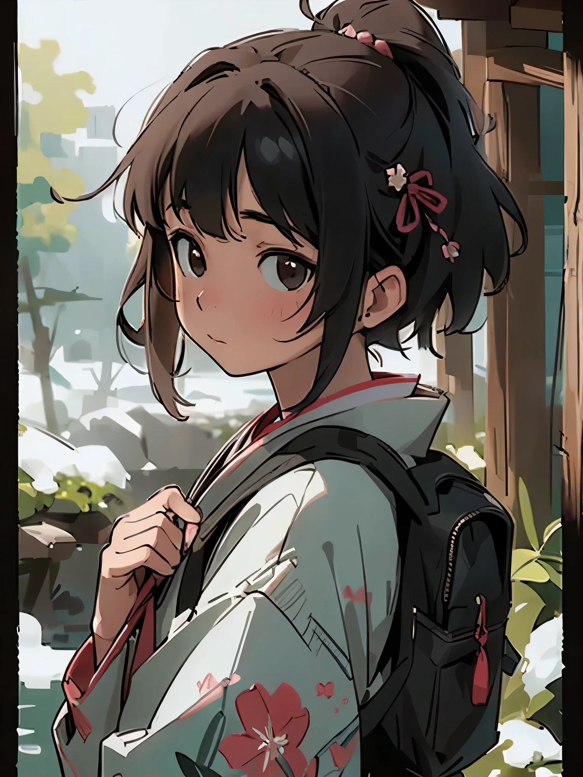 (masterpiece、highest quality、highest quality、Official Art、Beautiful and beautiful:1.2)、(One girl:1.3)score_9, score_8_superior, score_7_superior, score_6_superior, score_5_superior, score_4_superior, sauce_anime, Detailed Background, BREAK
HachikujiMayoi, One girl, alone, Backpack, 

