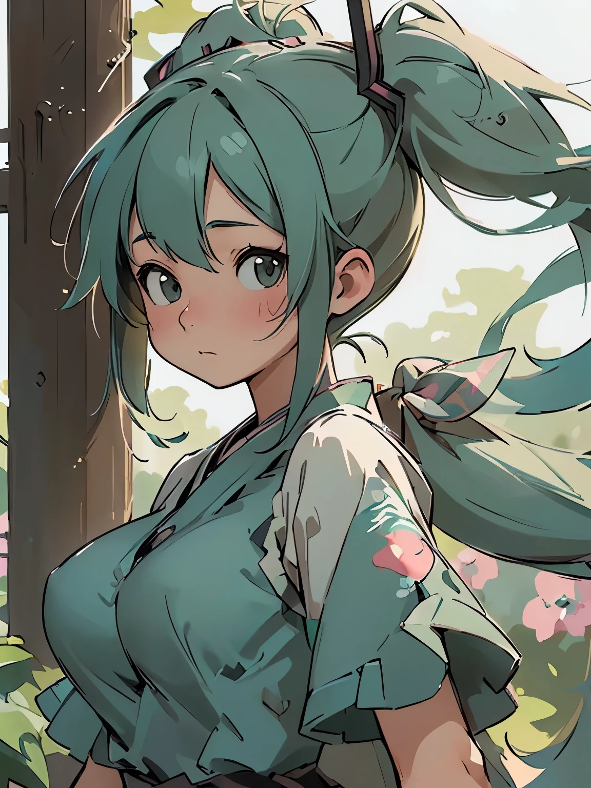 (masterpiece、最high quality、最high quality、Official Art、Beautiful and beautiful:1.2)、(One girl:1.3)Hatsune Miku、Twin tails,Big Breasts,(Random boyish fashion),(Random cute poses),(Random Hairstyles),(Thin type),(Large Breasts:1.5),(Best image quality, (8k), Ultra-realistic, 最high quality, high quality, High resolution, high qualityの質感, Attention to detail, Beautiful details, Fine details, Highly detailed CG, Detailed Texture, Realistic facial expressions, masterpiece, before)