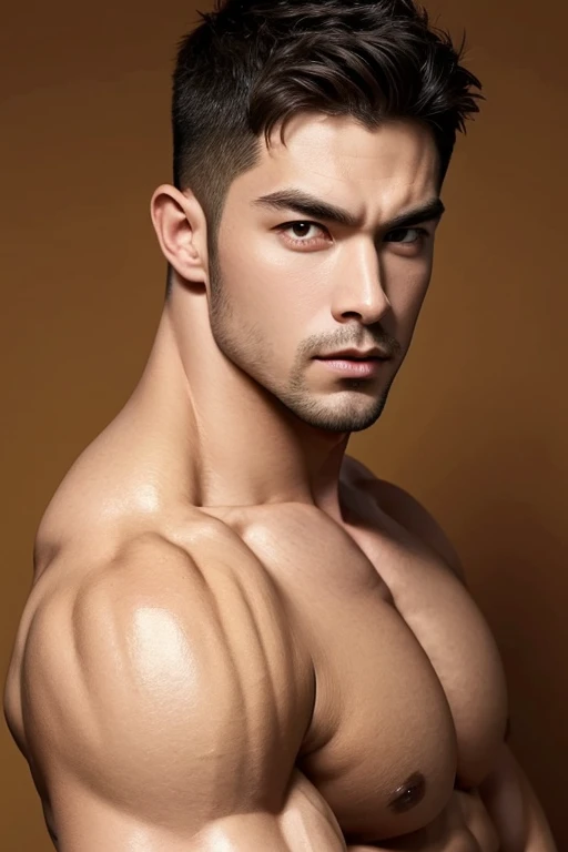 Handsome man , perfect model face,Muscle man