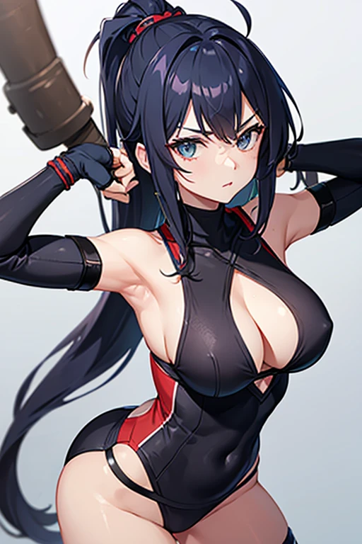 Female Ninja、Bare arms、Sexy pose、Long Hair、Exposed cleavage