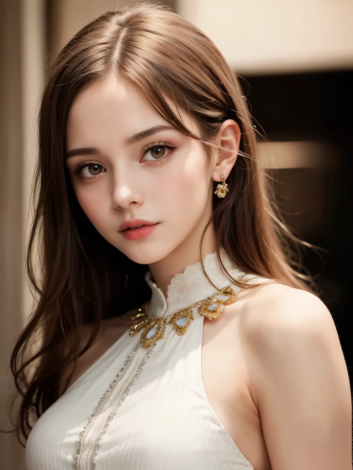(((masterpiece))), (((highest quality: 1.4))), ((Super Detail: 1.4)) , Lovely lady, ゴージャスなRussian Model, Translucent dress, See-through dress, Gorgeous exotic features, Amber neon eyes:1.5, Shining silver hair, Highly detailed facial features, Expressive Face, Detailed Texture, Natural Skin Shader, Sexy Girls, wonderful, Skin-tight dress, Russian Model, Volumetric, Warm shades beneath her skin, eye shadow、Professional makeup、Gorgeous makeup、Portraiture、Sharp eyes、Ultra-high resolution full body shots、Ready for battle、