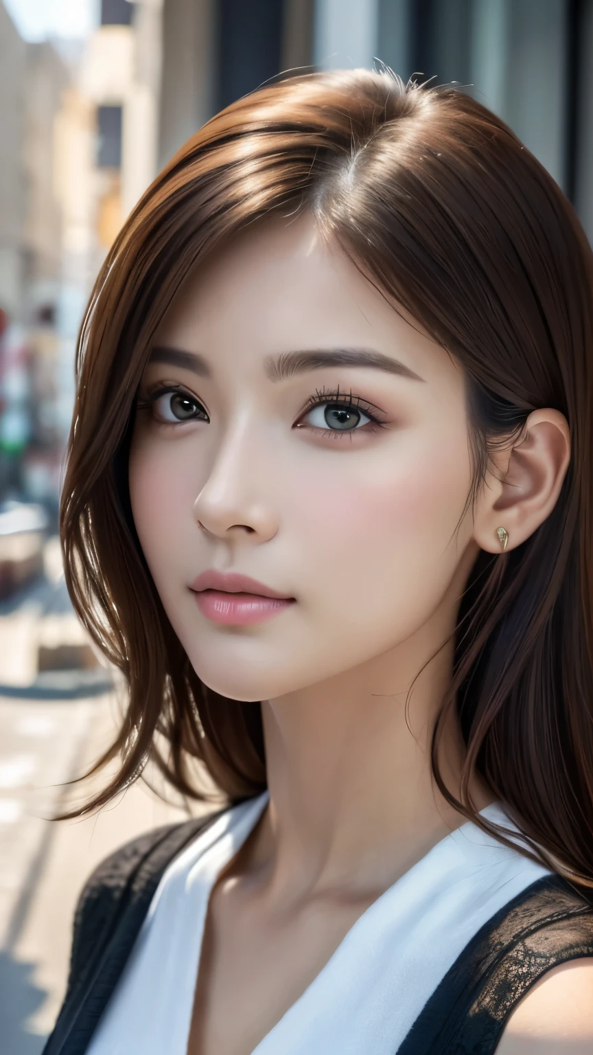 (Representative works:1.3)、(8k、Realistic、RAW Photos、Best image quality:1.4)、(30 year old mature woman)、Small face、Beautiful Face、(Realistic Face)、No makeup、Natural Makeup、light makeup、 (Dark brown hair)、Beautiful hairstyle、Realistic eyes、Beautiful details、 (Realisticな肌)、Beautiful Skin、 (Casual Fashion)、 Confused、 charm、超High resolution、Ultra-realistic、 High resolution、Golden Ratio