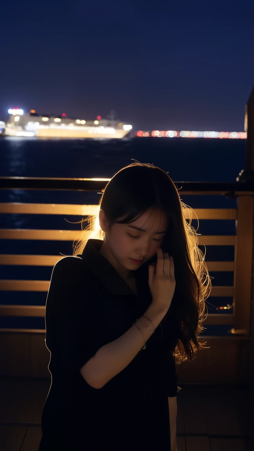 ((highest quality, 8k, Representative works in detail, Ultra-high resolution)), Beautiful Japanese Women、Pure Japanese women only ,Beautiful Japanese。Pure Japan human face、A little chubby:0.25,A face enduring pain、Summer clothes、                     I stretch my back and look across the straits. The whistle goes off again today. I gave it to you, the port, returning the night.、Port Hakodate A passing shower of tears and the alcohol I mix with tastes like a deceived man Dragging your shadow behind me Port、Miyako, Kamaishi, Kesennuma Departing and arriving on a farewell ship The return ship that won&#39;t let you on board The back view is like someone else&#39;isaki, Yaizu, Omaezaki If we part ways, it will be March, and the heart of a woman waiting with frustration I don&#39;t need tomorrow, I want tonight、Kochi, Takamatsu, Yawatahama I call out to those whose names I can&#39;t reach, I write with my fingers the spilled sake and tears in the sea, aah, a port full of complaints、Beppu, Nagasaki, Makurazaki The embers of a woman&#39;s heart burn and burn Sakurajima This is Kagoshima, the end of the journey, the port、Port Town Blues      