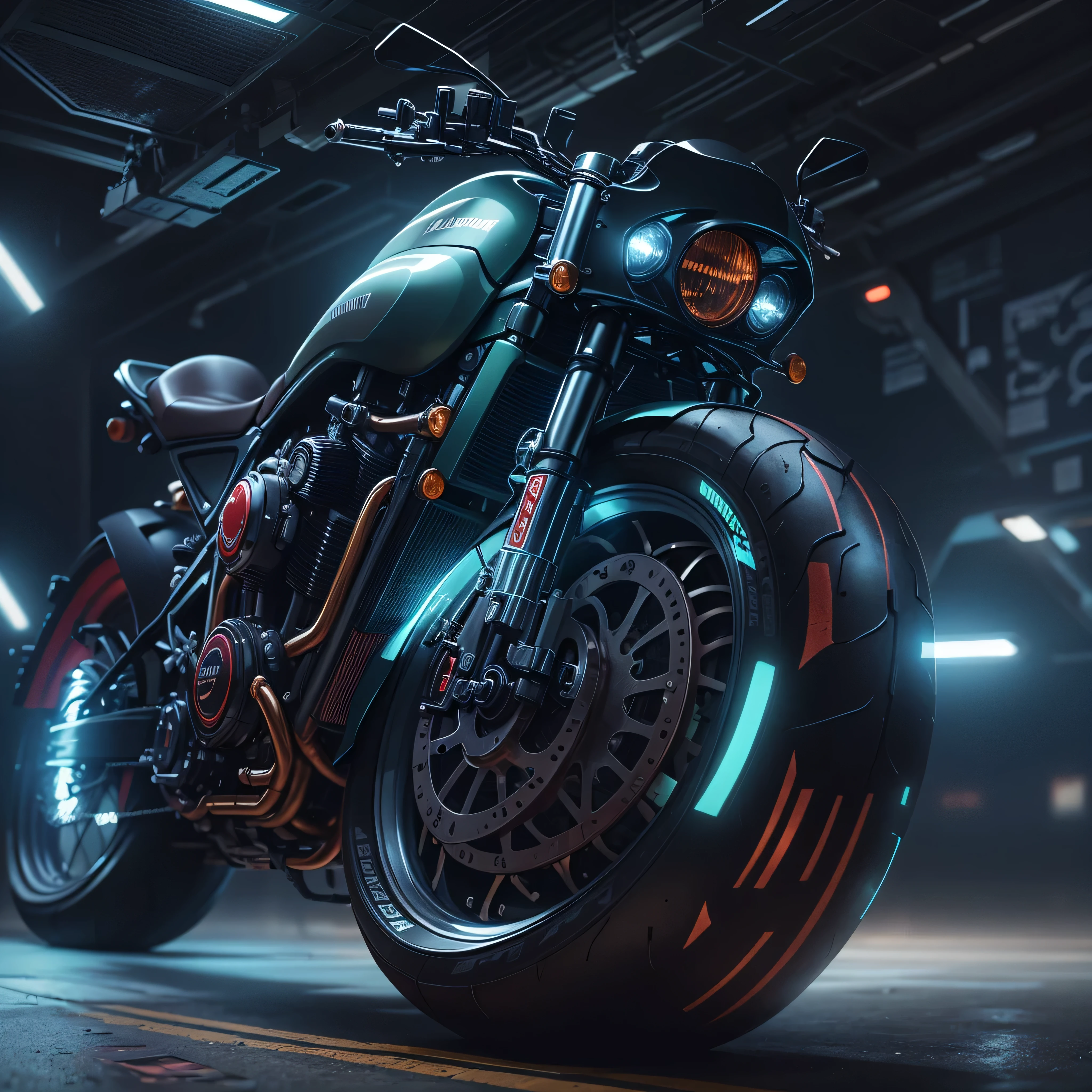 Imagine shrouded in cosmic dust, a Sci-Fi, cyberpunk, motorcycle, Capture every detail of the bike, from the glow of the powerful engine, all in a high-resolution HDR image, PNG, no background, on a round metal button, photo-realistic, octane render, unreal engine, ultra-realistic