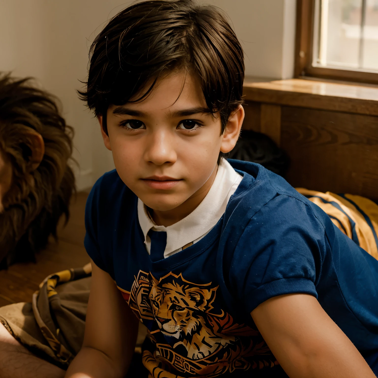 A boy with lions