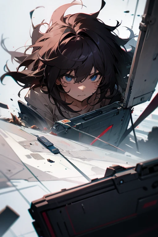 1girl, messy hair