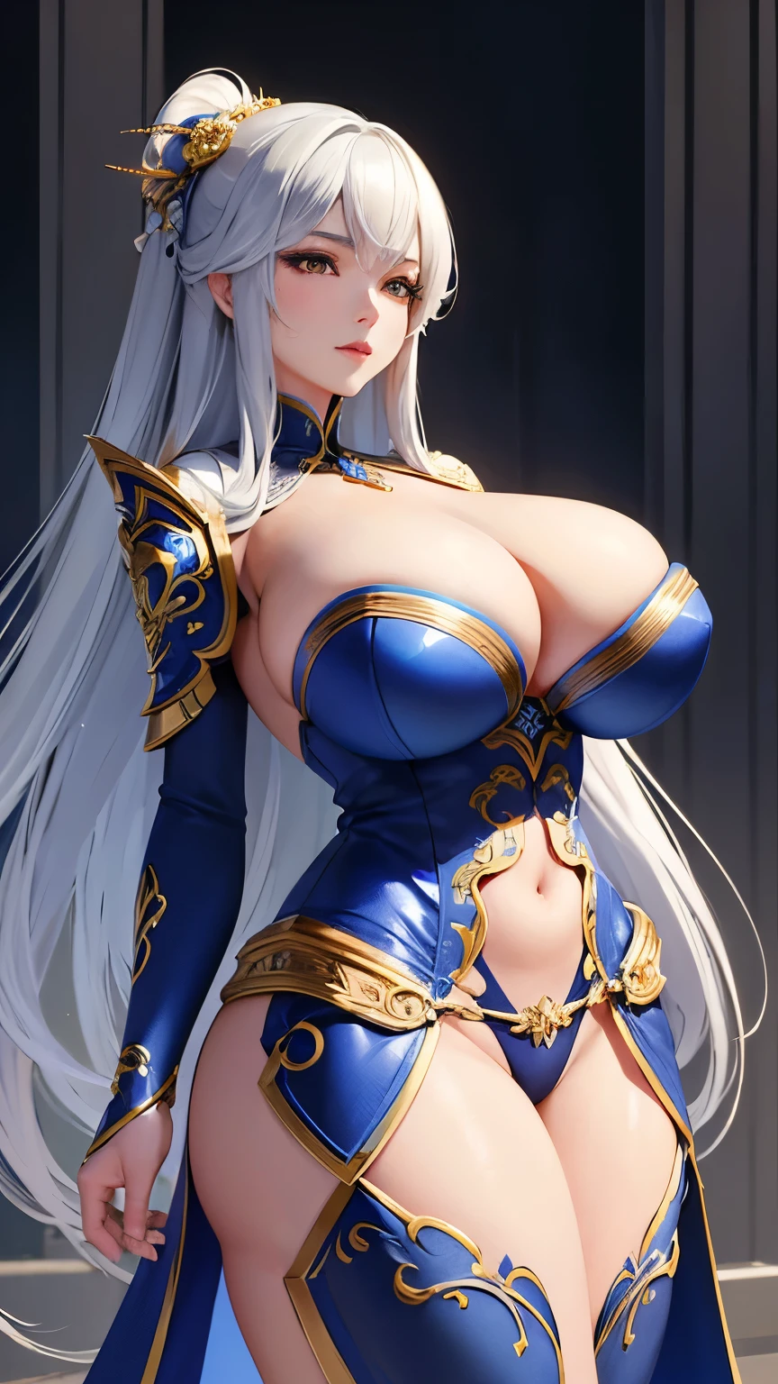 Ultra-detailed, beautiful, Master Parts, highest quality, beautifulディテールの丸い目, Beautifully detailed face, Medium Long Hair, Woman in silver and blue dress, Chengwei Pan em ArtStation, by ヤン・J, Detailed fantasy art, Amazing character art, Fan Art Best Art Station, Magnificent and elaborate character art, beautiful鎧, Highly detailed art gallery, detalhes completos Armor, Detailed digital anime art, ArtStation Pixiv の Artgerm,  Armor, (????????????, (????????????:1.1), Thick ?????, Coarse belt), (Wide ????:1.4, Toned thighs, Curvy Body), young woman,