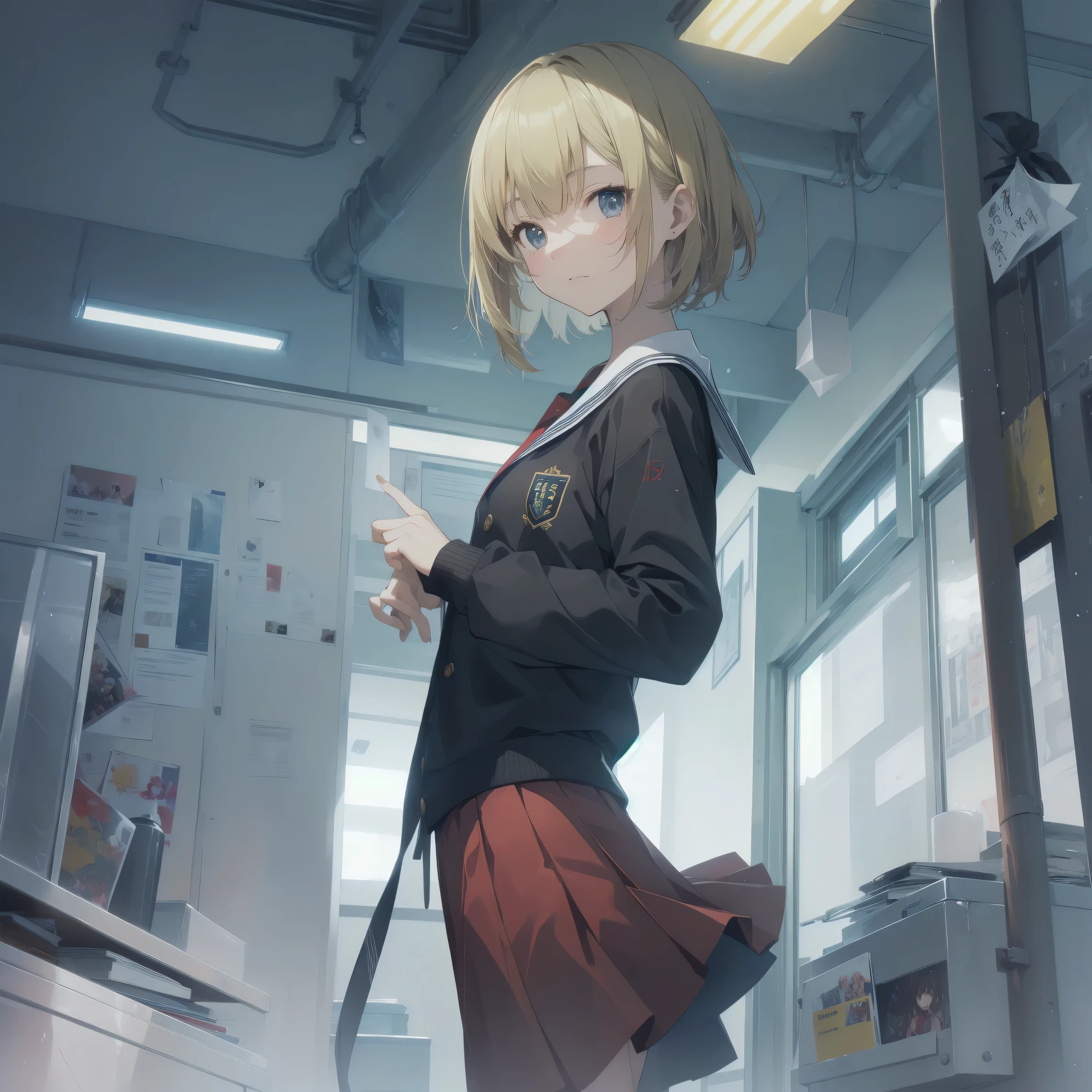 ultra-absurdres-Top quality by artist God, ultra-detailed, high resolution, anime moe artstyle, best anime 8k konachan wallpaper, pixiv contest winner, pool:2810, perfect anatomy,break, 1girl, (Please draw a girl walking sleepily to school alone. )break,(Solo,little female, -yeld:1.Full limbs, complete fingers,a junior hihort hair), short cut, flat chest, , small butt, small black eyes, beautiful detailed eyes, well-proportioned iris and pupils, expressive eyes, highres detailed hair, soft expression, salor school_uniform, sailor collar, serahuku, bow, pleated skirt,(Detailed Lighting), (Detailed background), in the School commute route. break,super detailed skin, Best cinematic lighting powered by famous artist, 8k,beauty illustration,photoshop_(medium),very aesthetic,break,((artist:houtengeki )), artist:clamp ,artist:carnelian ,artist:kantoku ,