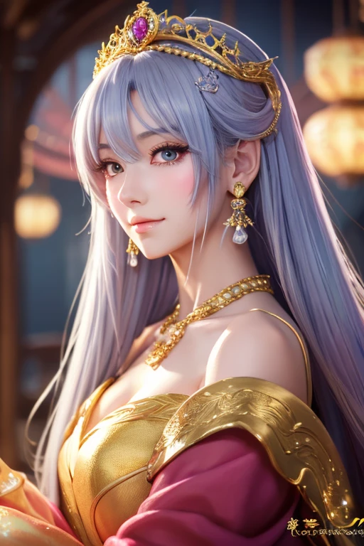 High quality CG illustration,((highest quality)), ((masterpiece)), (detailed), Perfect Face,日本の女god,Soft atmosphere,Dragon Dances,Long Hair,Big eyes,cute,Portrait photos,goldの扇子を持つ,Green background,god秘的,Shrine maiden,女god,Beauty,cute,Beauty,The goddess,Anime Style,Anime CG,god様,gem,shine,luxury,god々Shii aura,crystal,dragon,Gal,Heavy makeup,Eyelashes,Feather coat,luxuryな装飾,Facing forward,Anime Style,kimono,Sparkling,gem,左手にcrystal,heart,Benefits,Fortune telling,luxury,gold,luxuryな装飾,luxuryな背景,noble,Love luck,和風の女god,altar,dragongod,Aurora,Rainbow-colored,真Facing forward,luxury絢爛,shine,眩Shii,Aurora,Rich man,wealthy class,Fairy,Gray Hair,Large earrings,Large necklace gemが沢山,Different world ,god社,prayer, Close up portrait of woman with pink hair and crown of flowers, Anime Style 4k, detailedなDigital anime art, 8Kの高品質でdetailedなアート, 美Shiiアニメの肖像画, Anime fantasy artwork, Anime fantasy illustration, anime art wallpaper 4k, anime art wallpaper 4k, Digital anime art, Highly detailed digital art in 4K, Anime Style. 8k