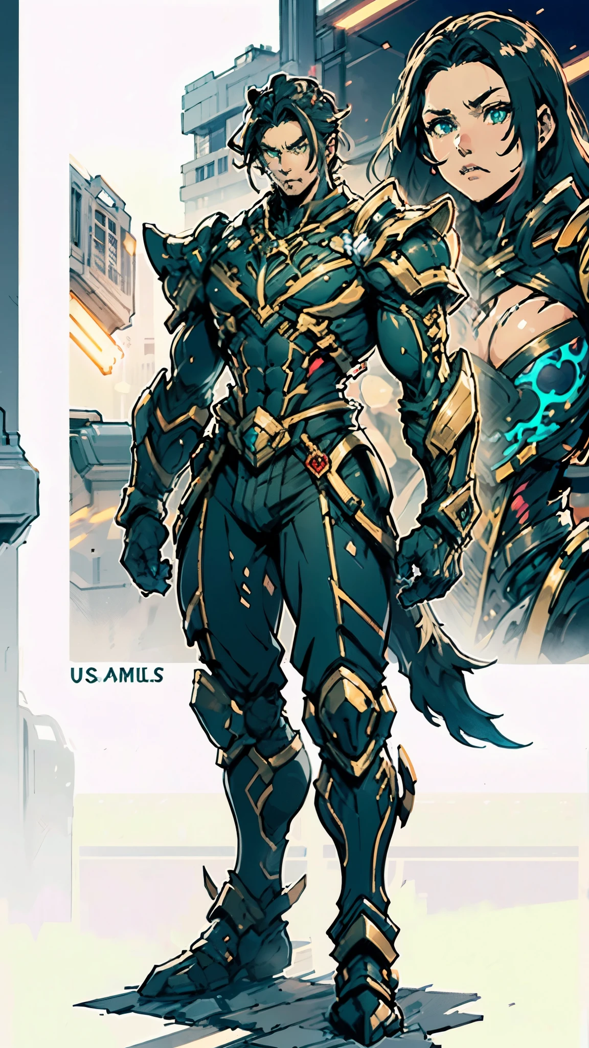 A man wearing a full-face helmet, a fantasy-style biotech armored combat suit, green eyes, (a composite layered chest armor), fully enclosed shoulder guards, matching arm and leg guards, the belt is adorned with fangs biting into orbs, (the color scheme is primarily black with red accents), the design balances heavy with agility, a high-tech bio-mecha armor, (Armor Concept Inspired by Wolf, stand on the top of a skyscraper in a futuristic sci-fi city), this character embodies a finely crafted fantasy-surreal style armored hero in anime style, exquisite and mature manga art style, (element, plasma, energy, the armor glows), ((male:1.5)), metallic, real texture material, dramatic, high definition, best quality, highres, ultra-detailed, ultra-fine painting, extremely delicate, professional, perfect body proportions, golden ratio, anatomically correct, symmetrical face, extremely detailed eyes and face, high quality eyes, creativity, RAW photo, UHD, 32k, Natural light, cinematic lighting, masterpiece-anatomy-perfect, masterpiece:1.5