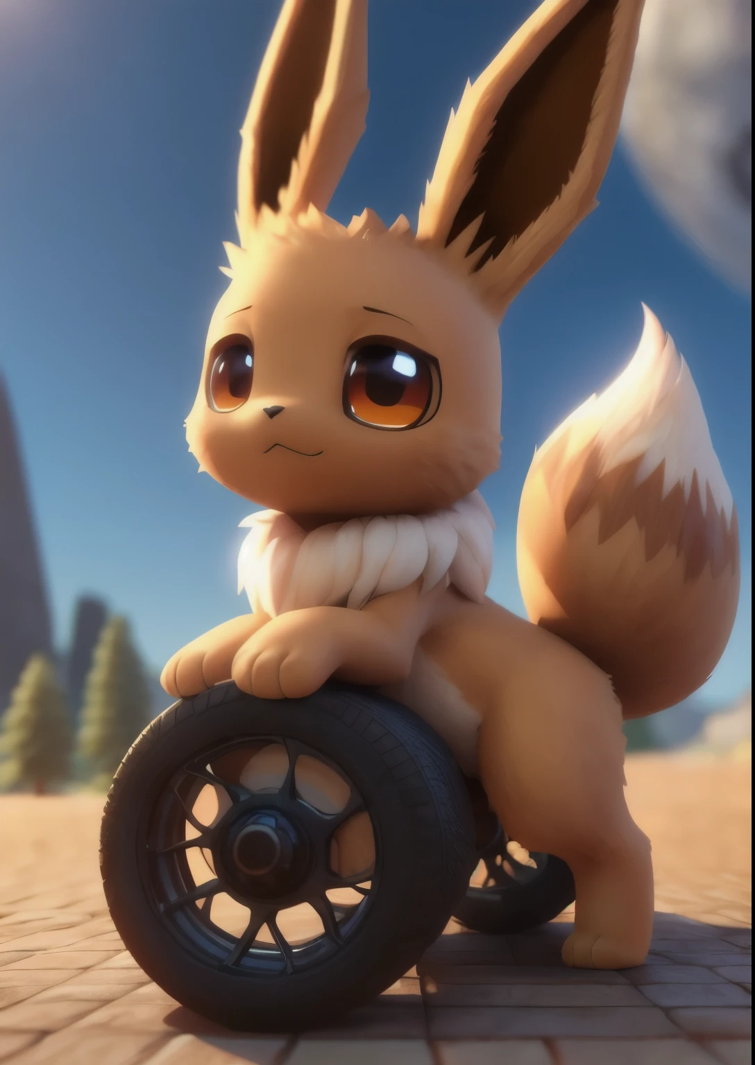 Solitary ((Chibi four-legged wild Eevee)), (Three-quarter portrait),
((Fine fluffy fur)), (Sunlight灿烂的日子森林, Sunlight, plant),
rest,
(masterpiece, best quality, Surreal, 4K, 2k, (Wheels within wheels:0.9), (High Detail:1.2),
(3D \(artwork\):1.25), Blender \(Software\), Soft Focus, Ray Tracing, (Unreal Engine:1.25), Absurd)